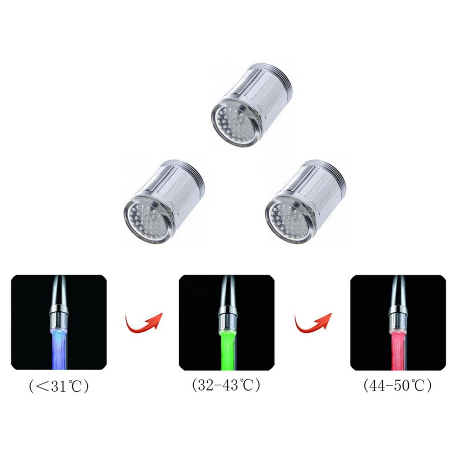 LED 3 Colors Changing Temperature Sensor Light Glow Water Faucet Stream Tap