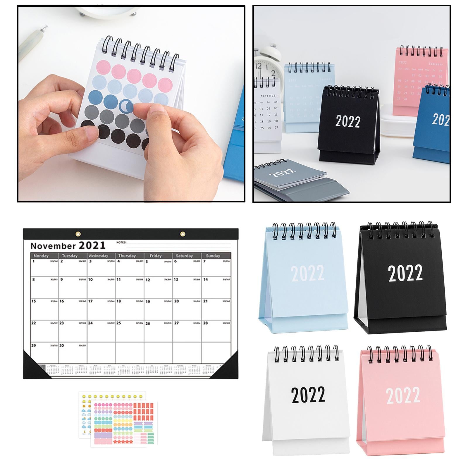 Desktop Calendar Table Work Top Planner Organizer for Home Office White