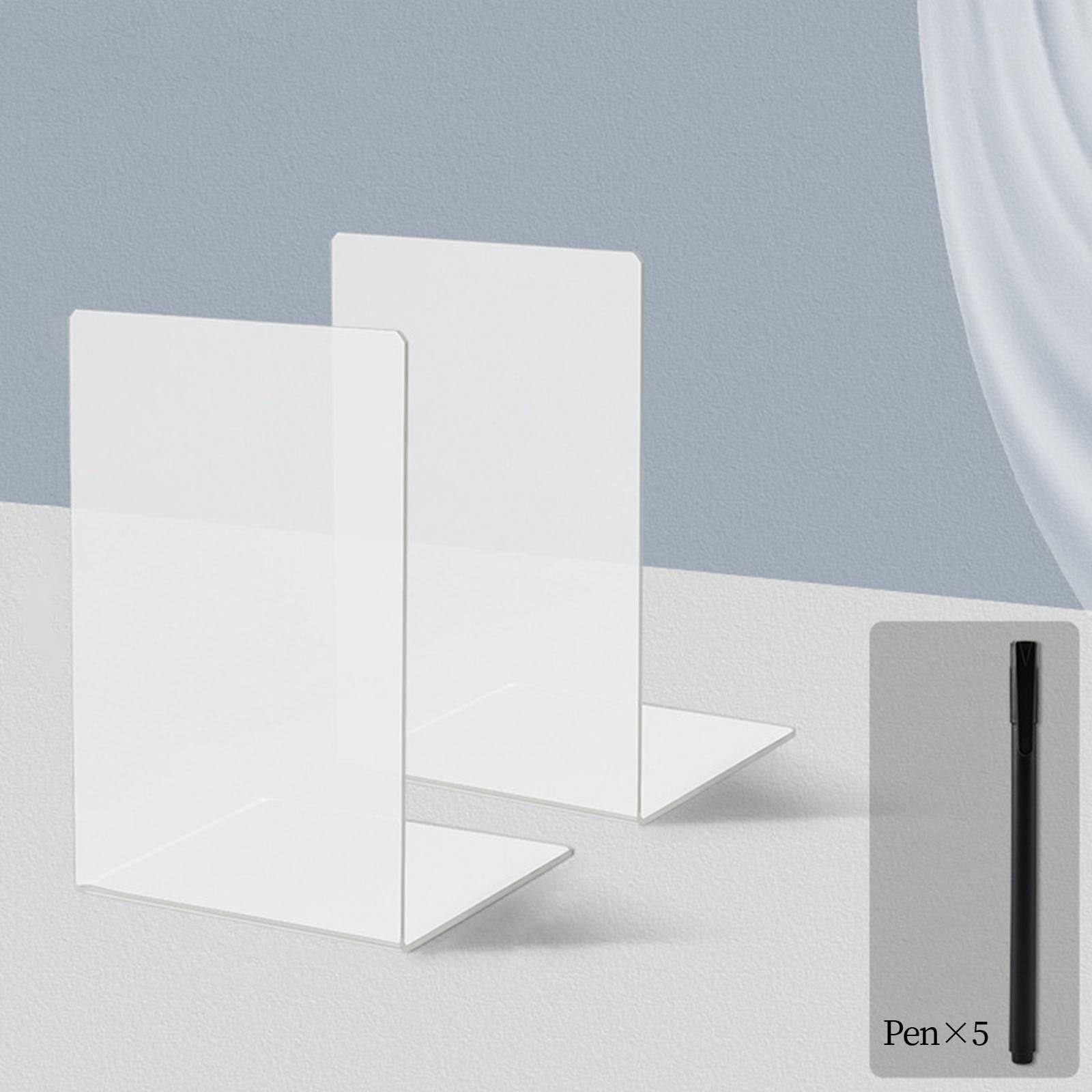 Book End Desktop Organizer Book Stopper for Workspace Library Magazine File Frosted