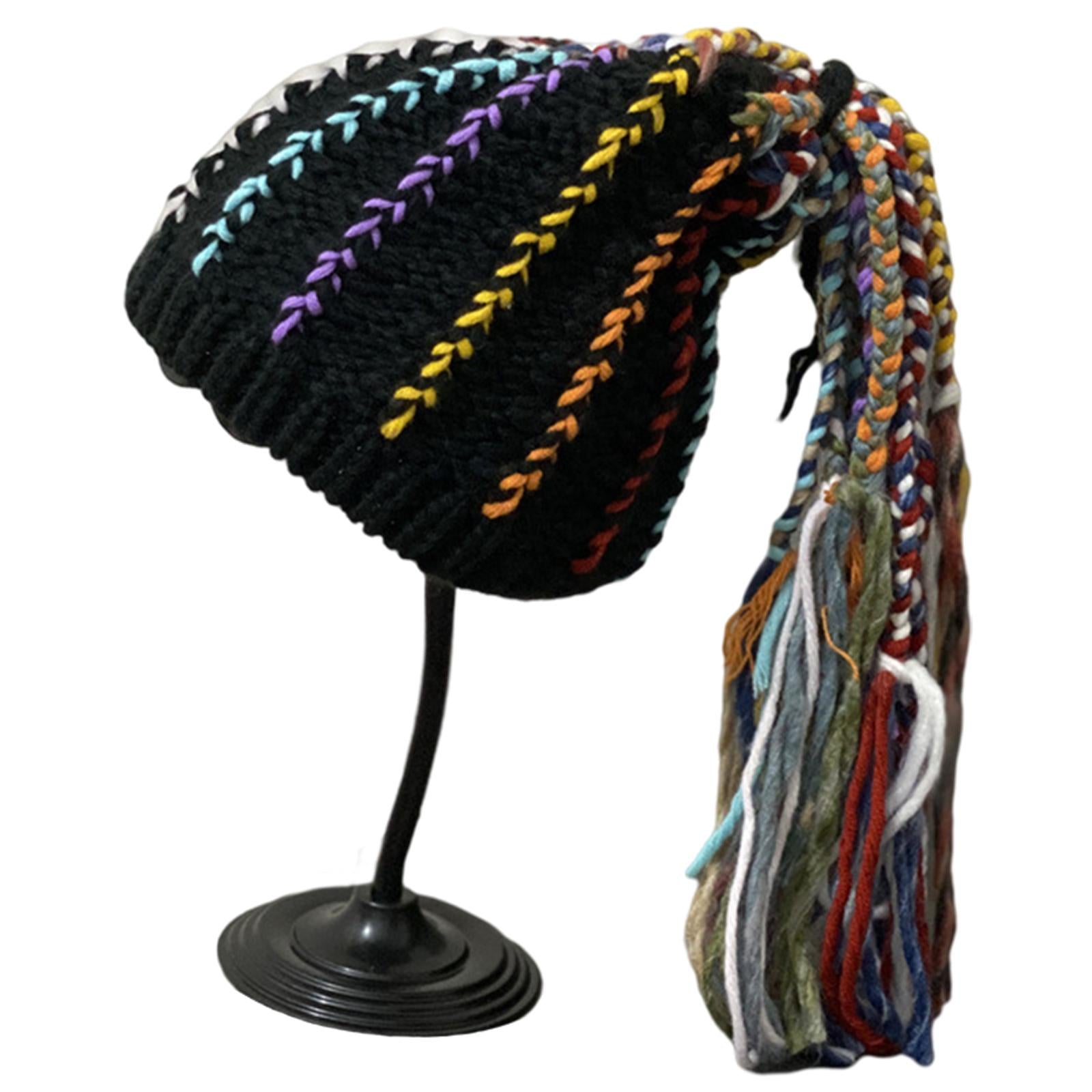 Creative Knit Wig Hat Winter Warm Wig Beanie for Winter Costume