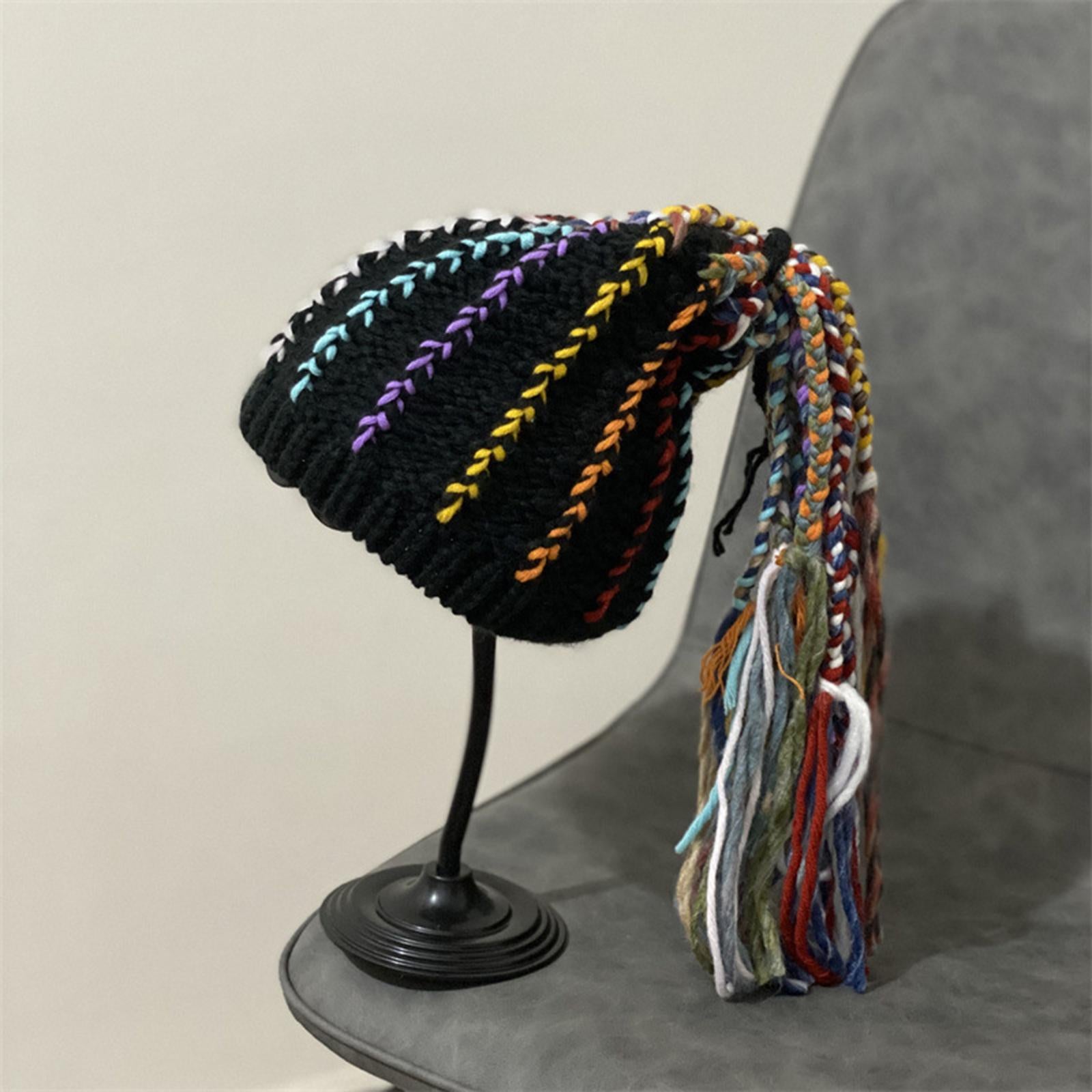 Creative Knit Wig Hat Winter Warm Wig Beanie for Winter Costume