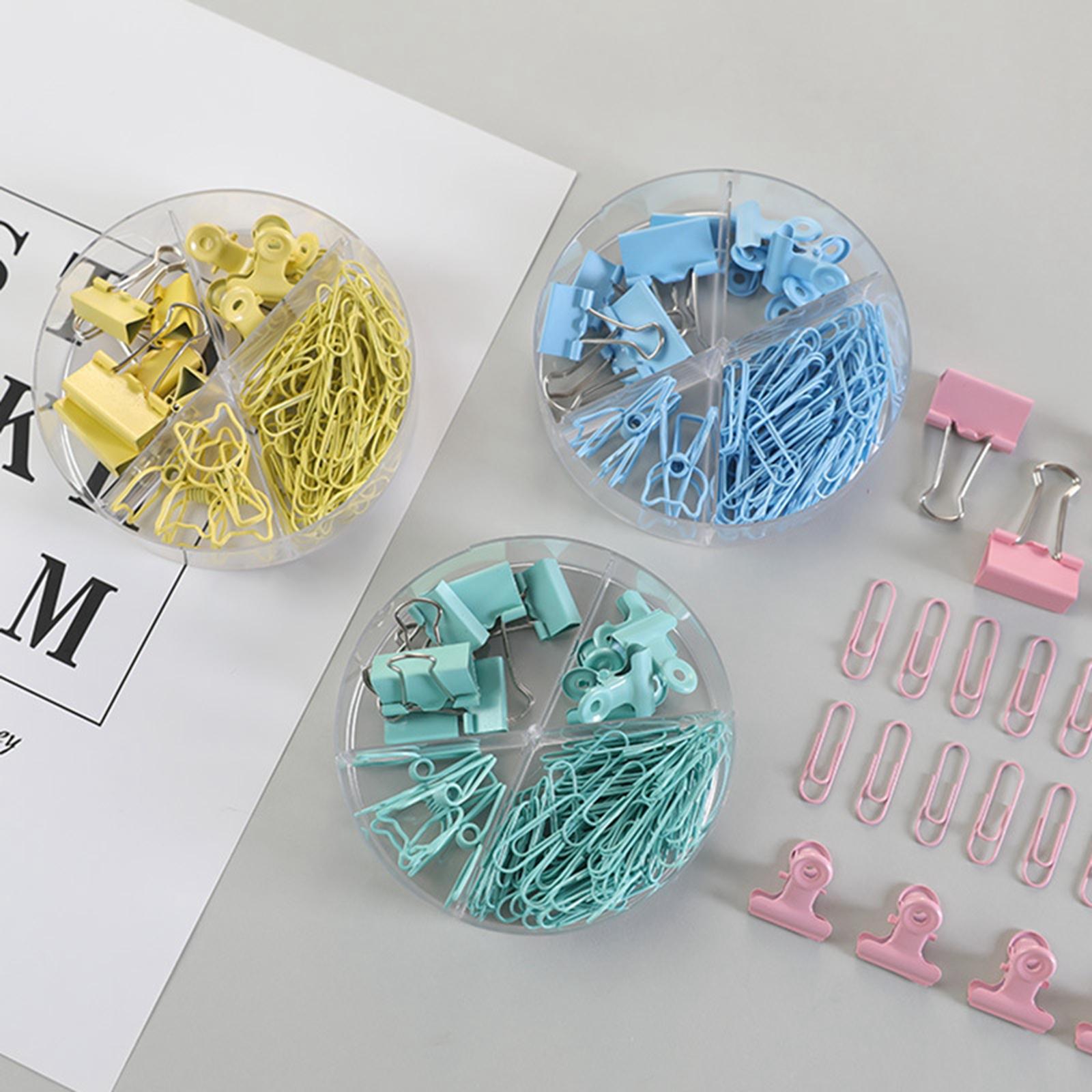Small Binder Clips with Separately Stored Box for Home Document Supplies Pink