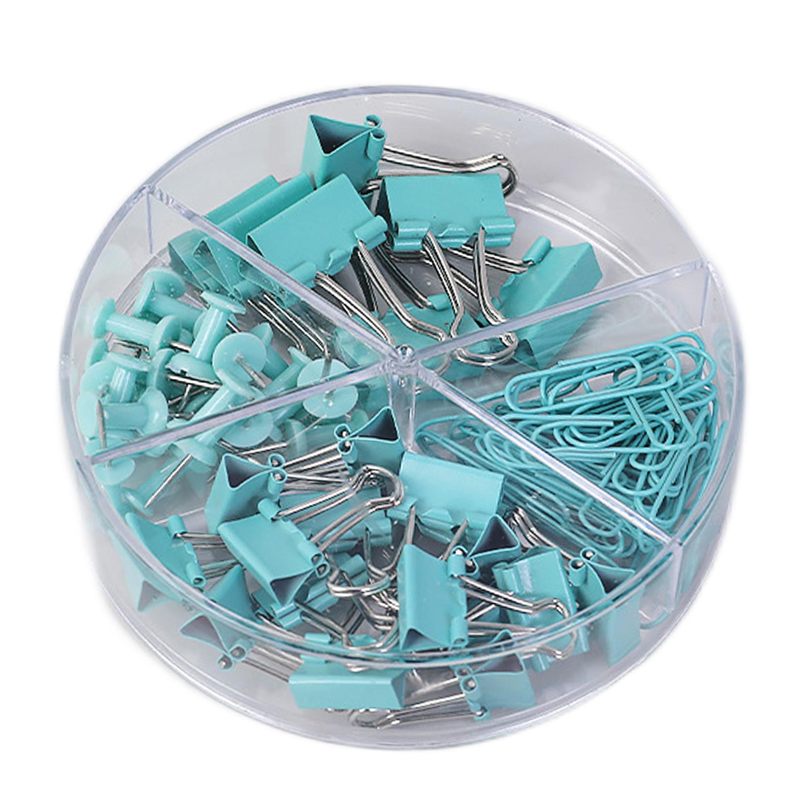 Small Binder Clips with Separately Stored Box for Home Document Supplies Blue