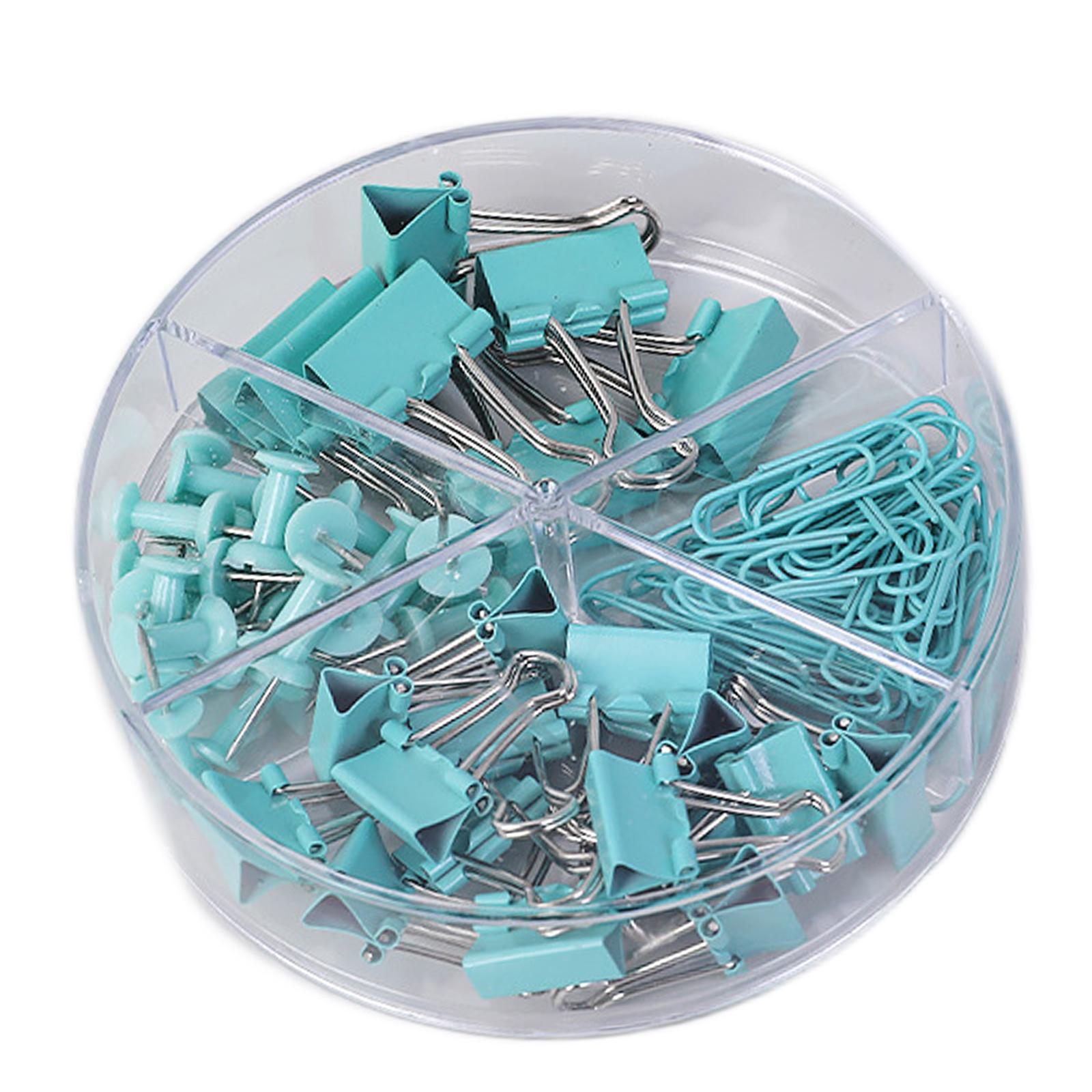 Small Binder Clips with Separately Stored Box for Home Document Supplies Blue