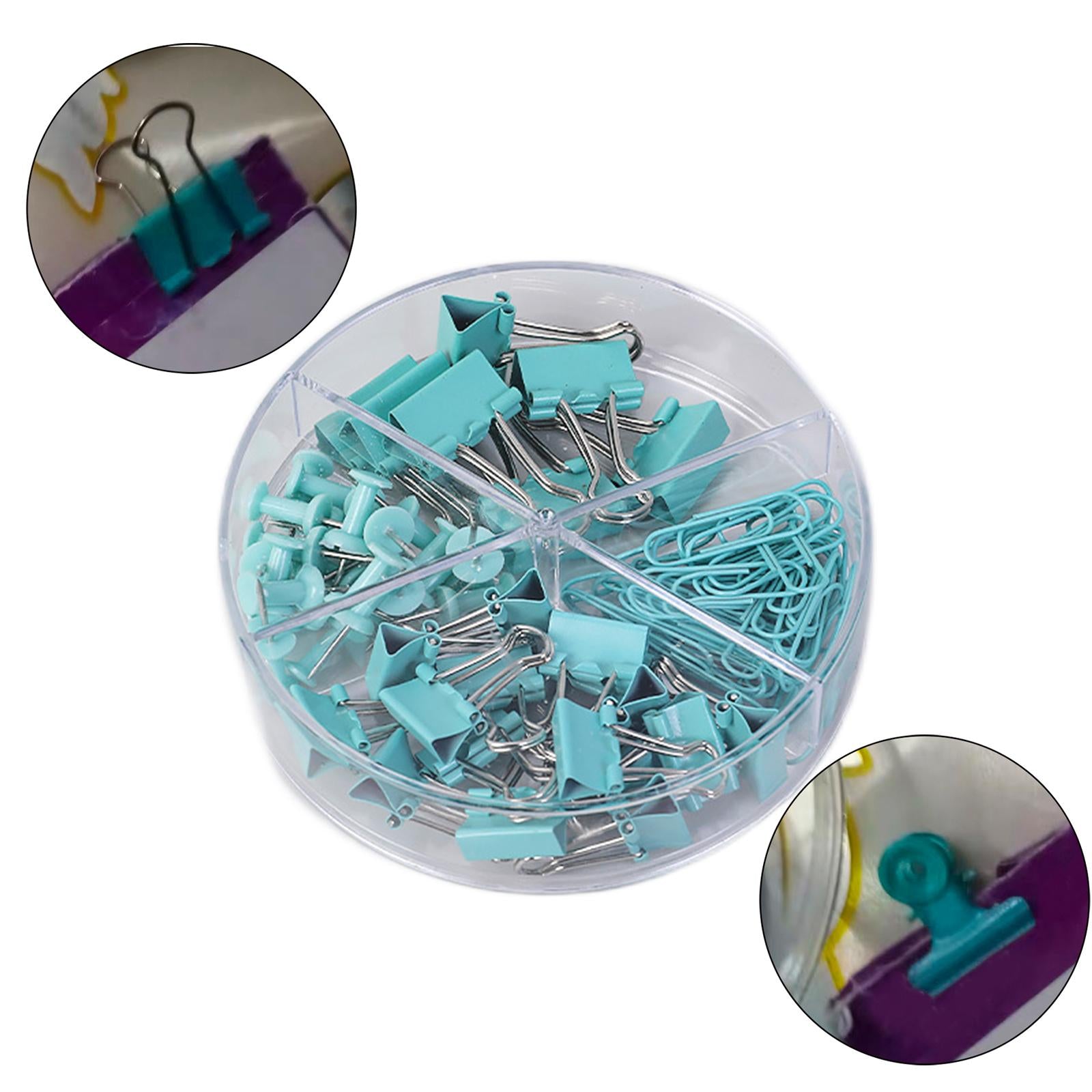 Small Binder Clips with Separately Stored Box for Home Document Supplies Blue