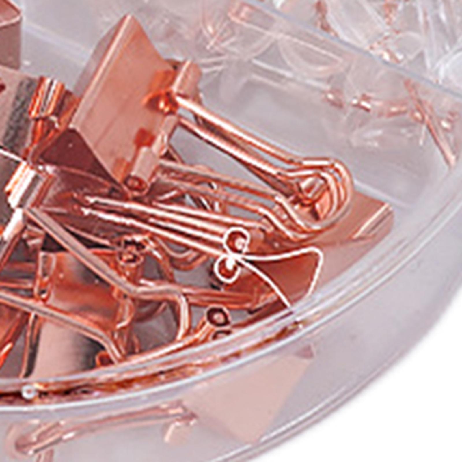 Small Binder Clips with Separately Stored Box for Home Document Supplies Rose Gold