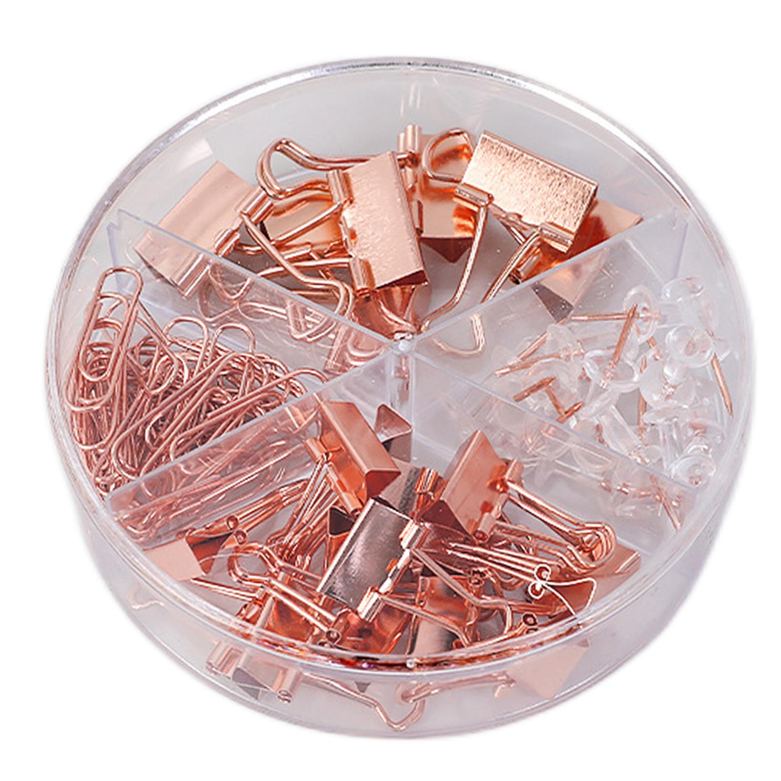 Small Binder Clips with Separately Stored Box for Home Document Supplies Rose Gold