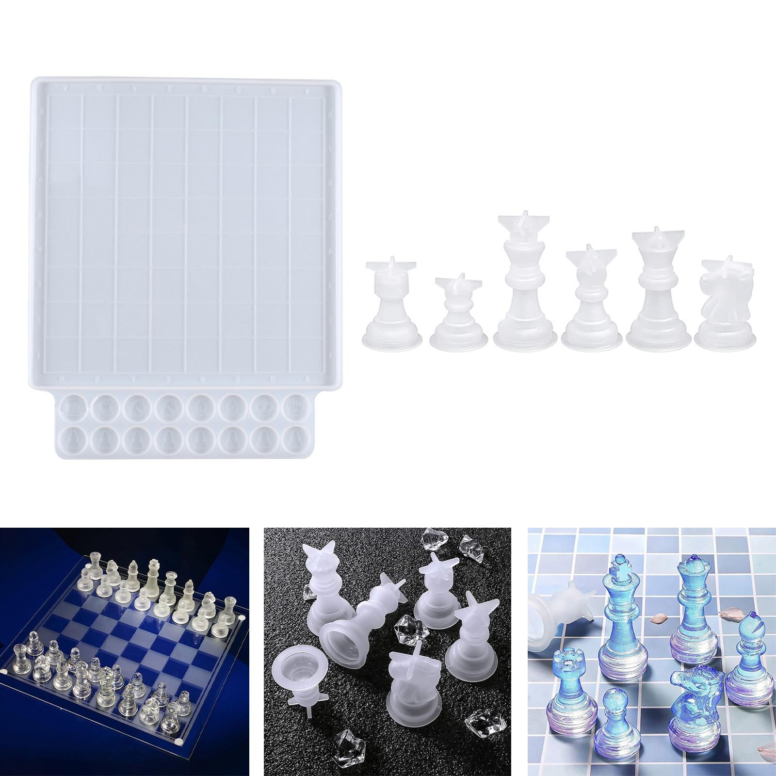 6xInternational Chess Pieces Resin Epoxy Mold Silicone Jewelry Casting Mould
