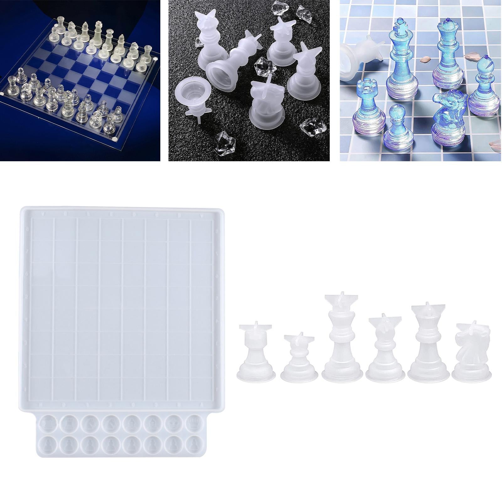 6xInternational Chess Pieces Resin Epoxy Mold Silicone Jewelry Casting Mould