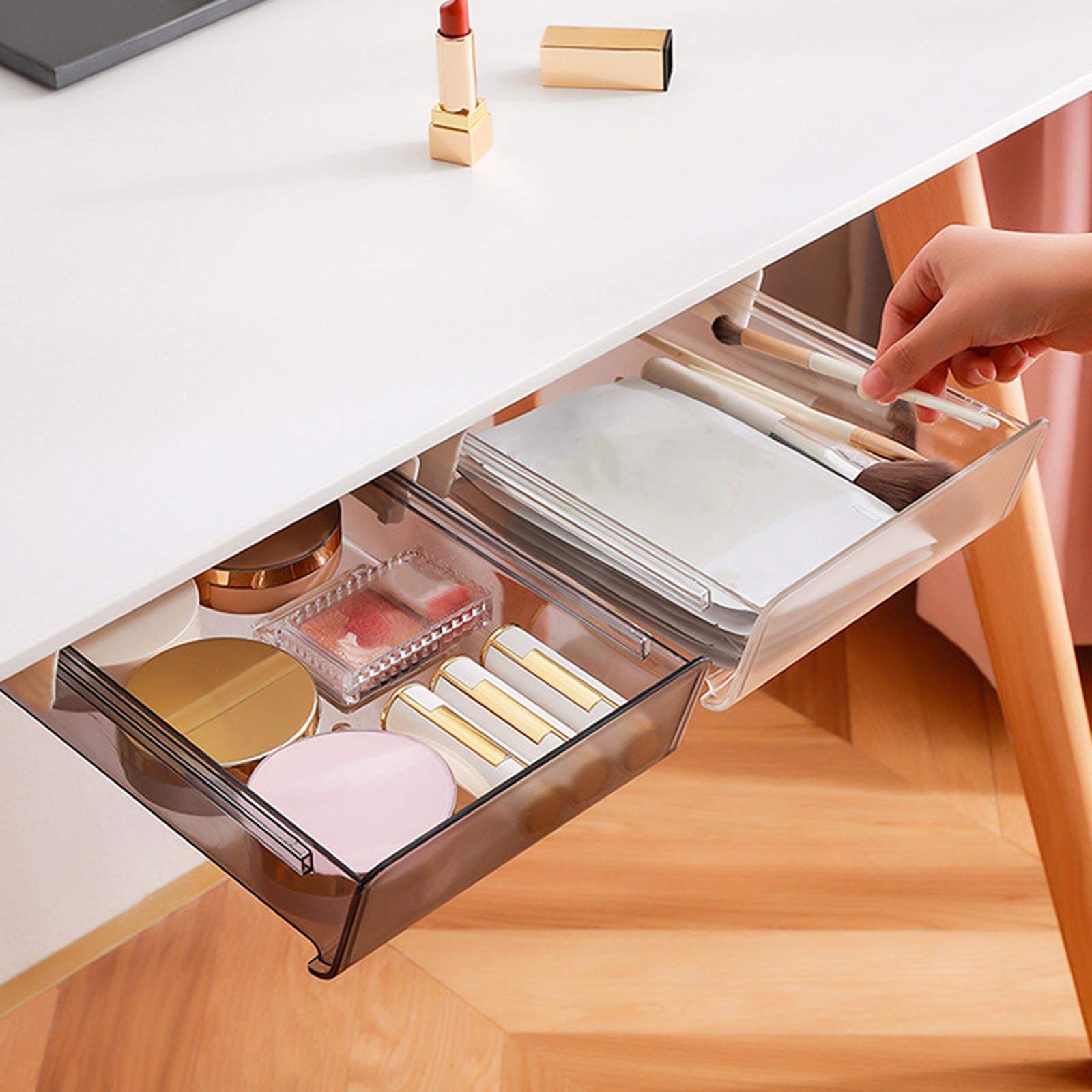 Under Table Drawer with Smooth Sliding Track for Makeup Large black