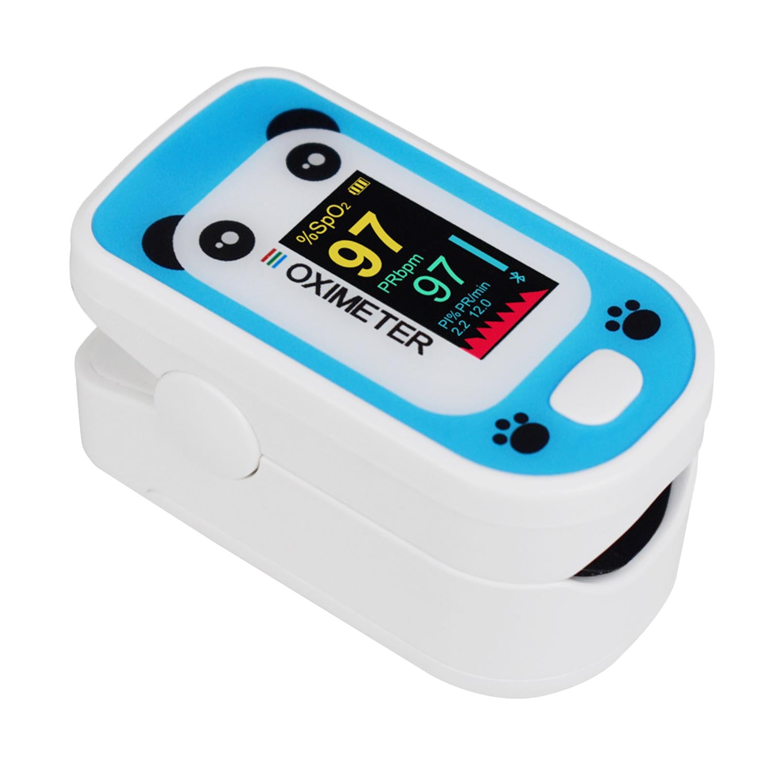 Cute Cartoon Panda Digital Finger Clip Pulse Oximeter For Children   Blue