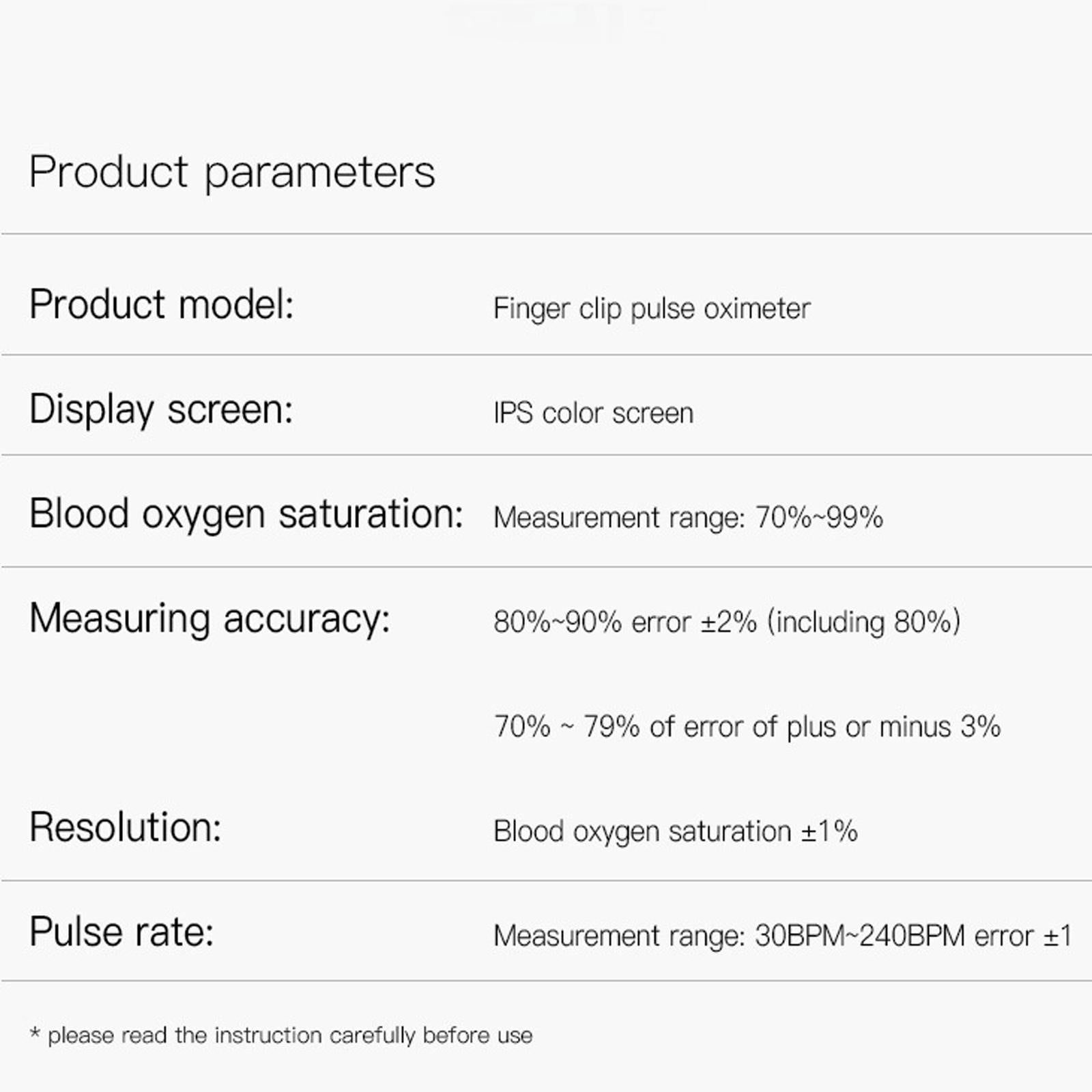 Finger Pulse Oximeter Blood Oxygen Saturation Meter  White