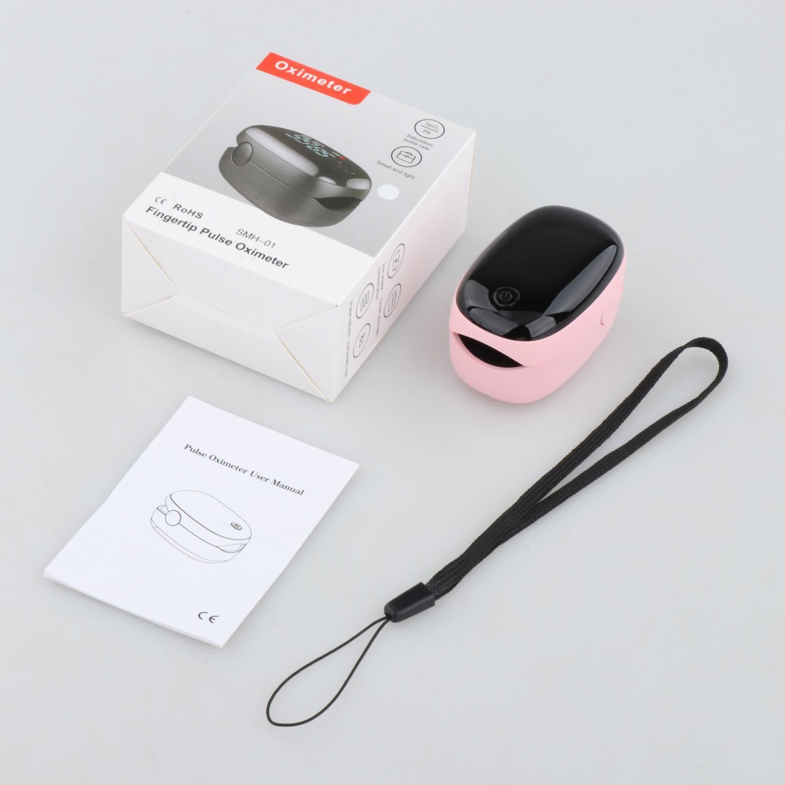 Household Fingertip Oximeter Blood Oxygen Monitor Battery Powered for Office Pink
