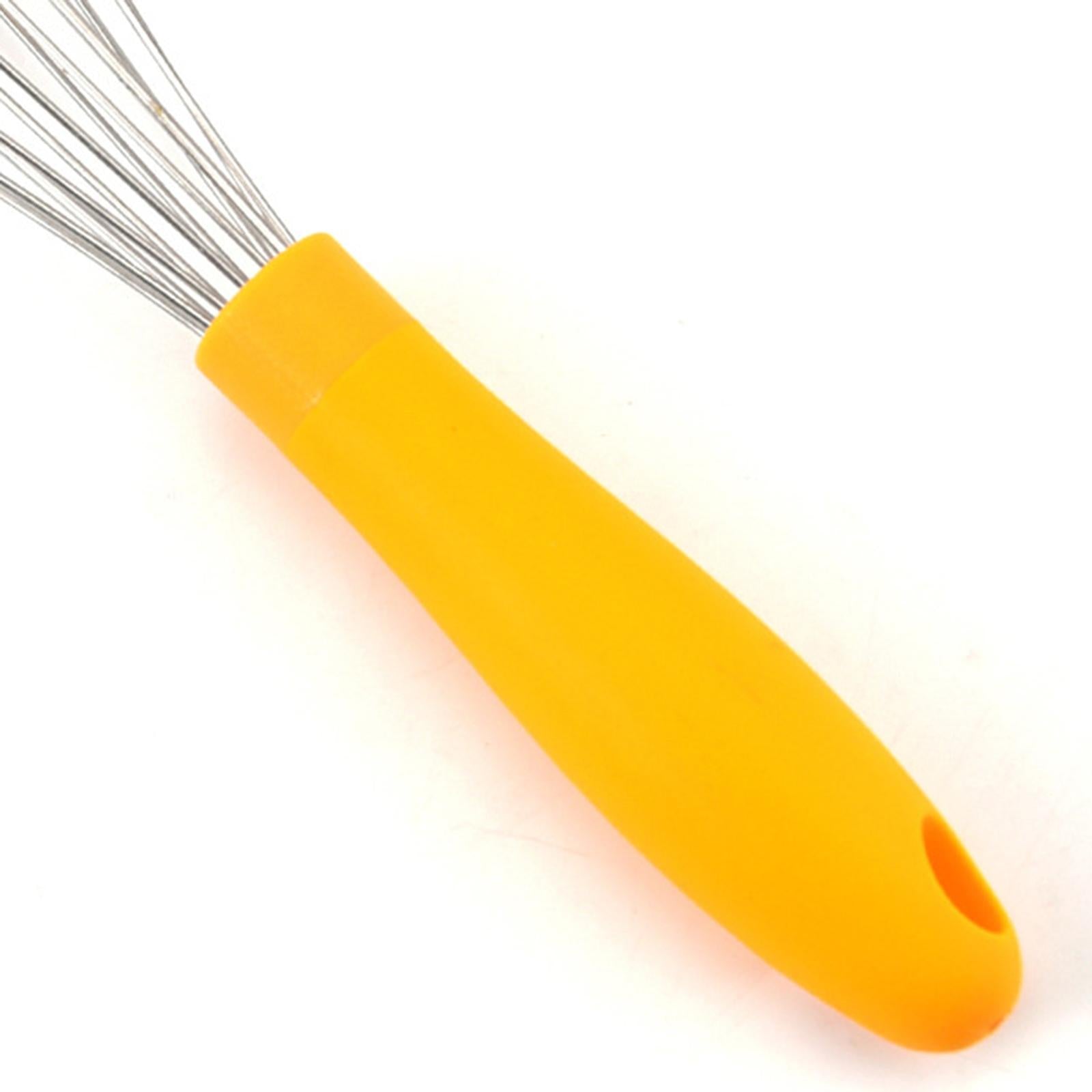 Kitchen Silicone Whisk Non-Slip Easy to Clean Egg Beater Milk Frother Yellow