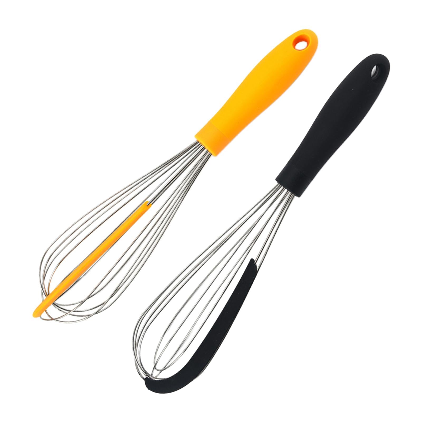 Kitchen Silicone Whisk Non-Slip Easy to Clean Egg Beater Milk Frother Yellow