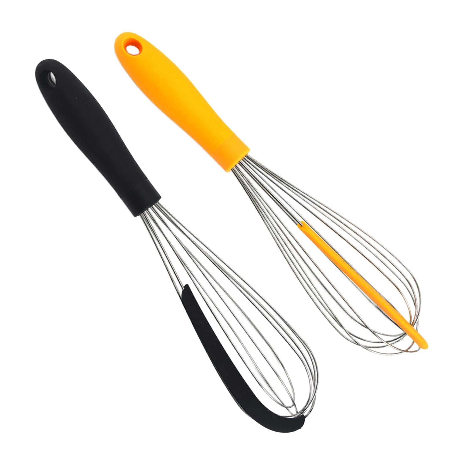 Kitchen Silicone Whisk Non-Slip Easy to Clean Egg Beater Milk Frother Yellow