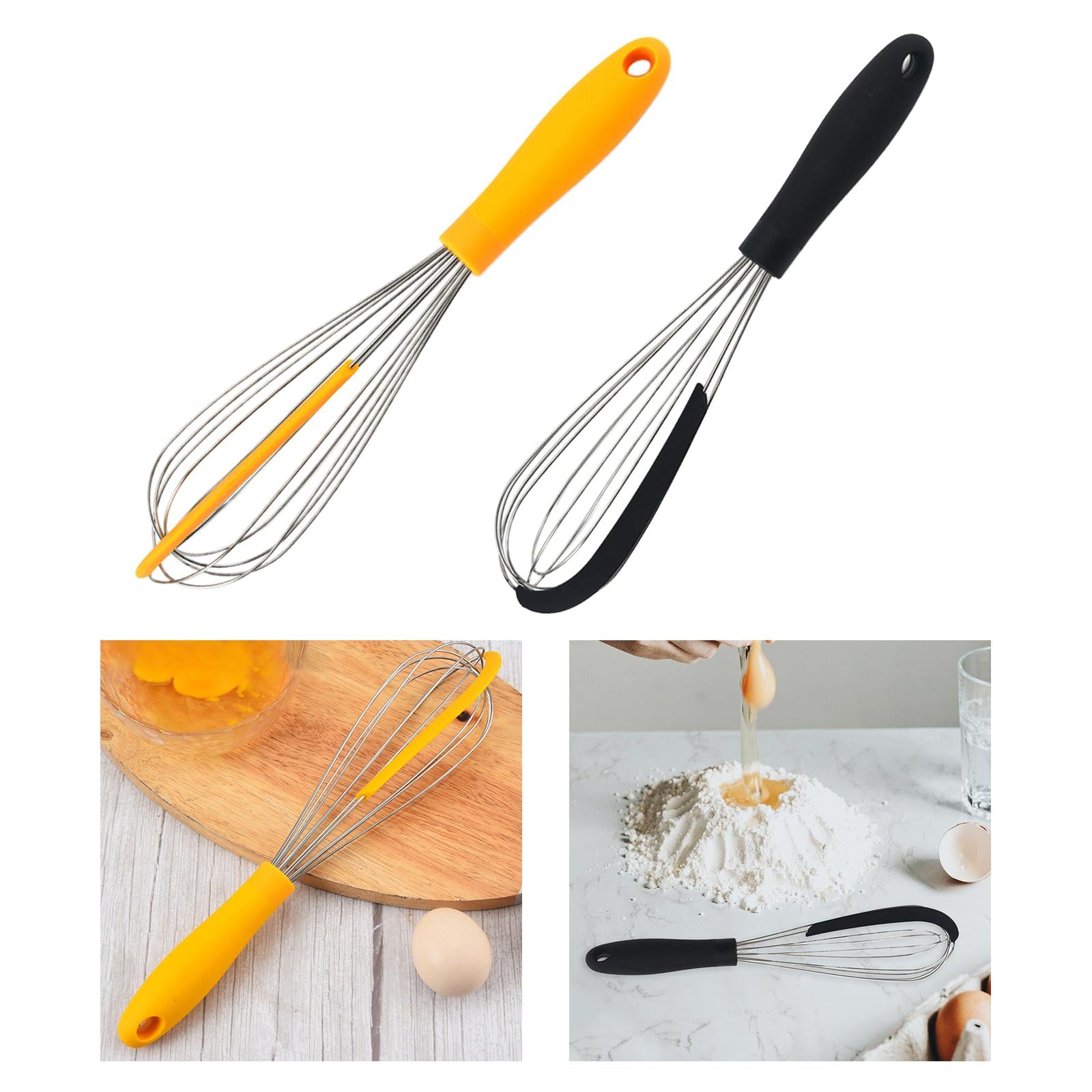 Kitchen Silicone Whisk Non-Slip Easy to Clean Egg Beater Milk Frother Yellow