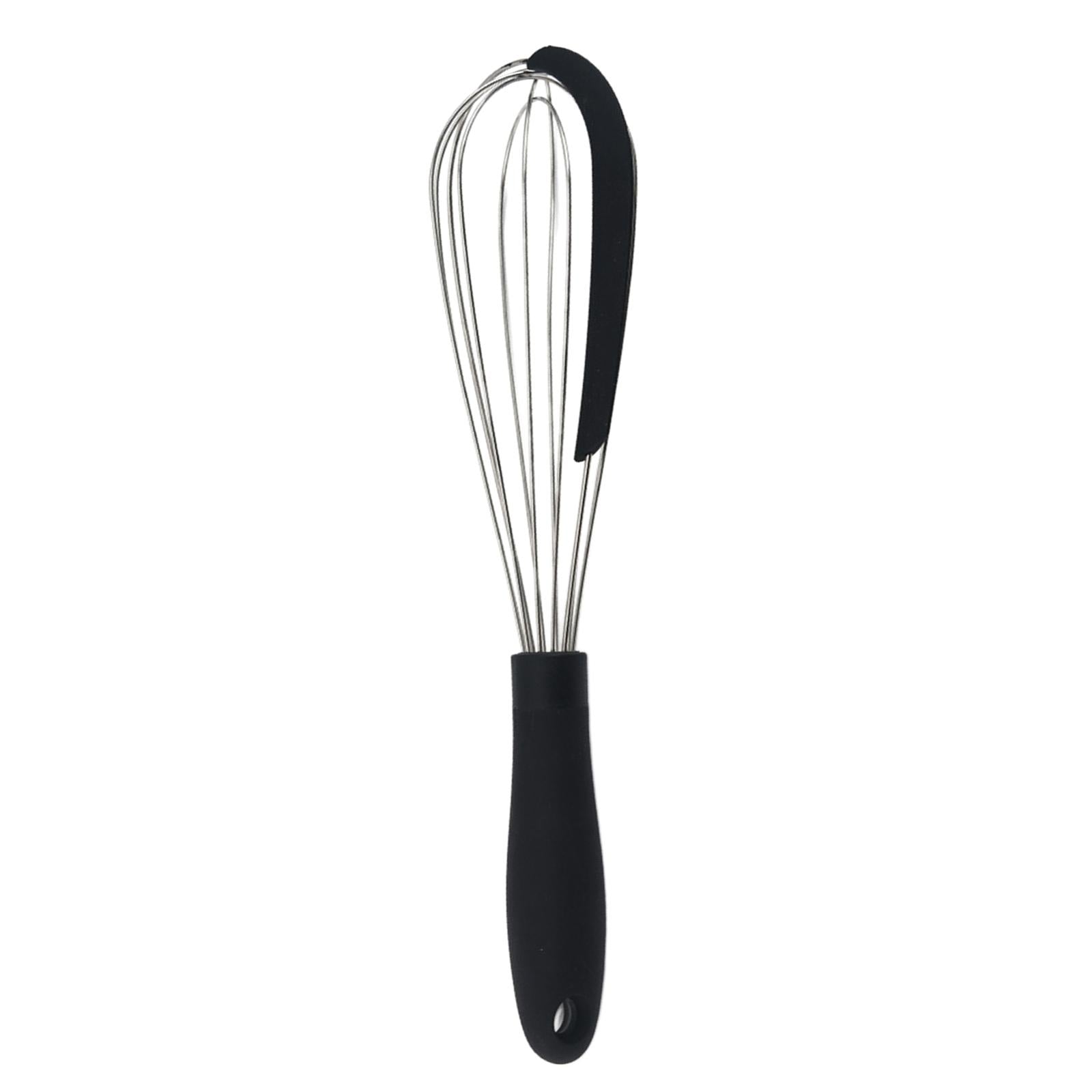 Kitchen Silicone Whisk Non-Slip Easy to Clean Egg Beater Milk Frother Black