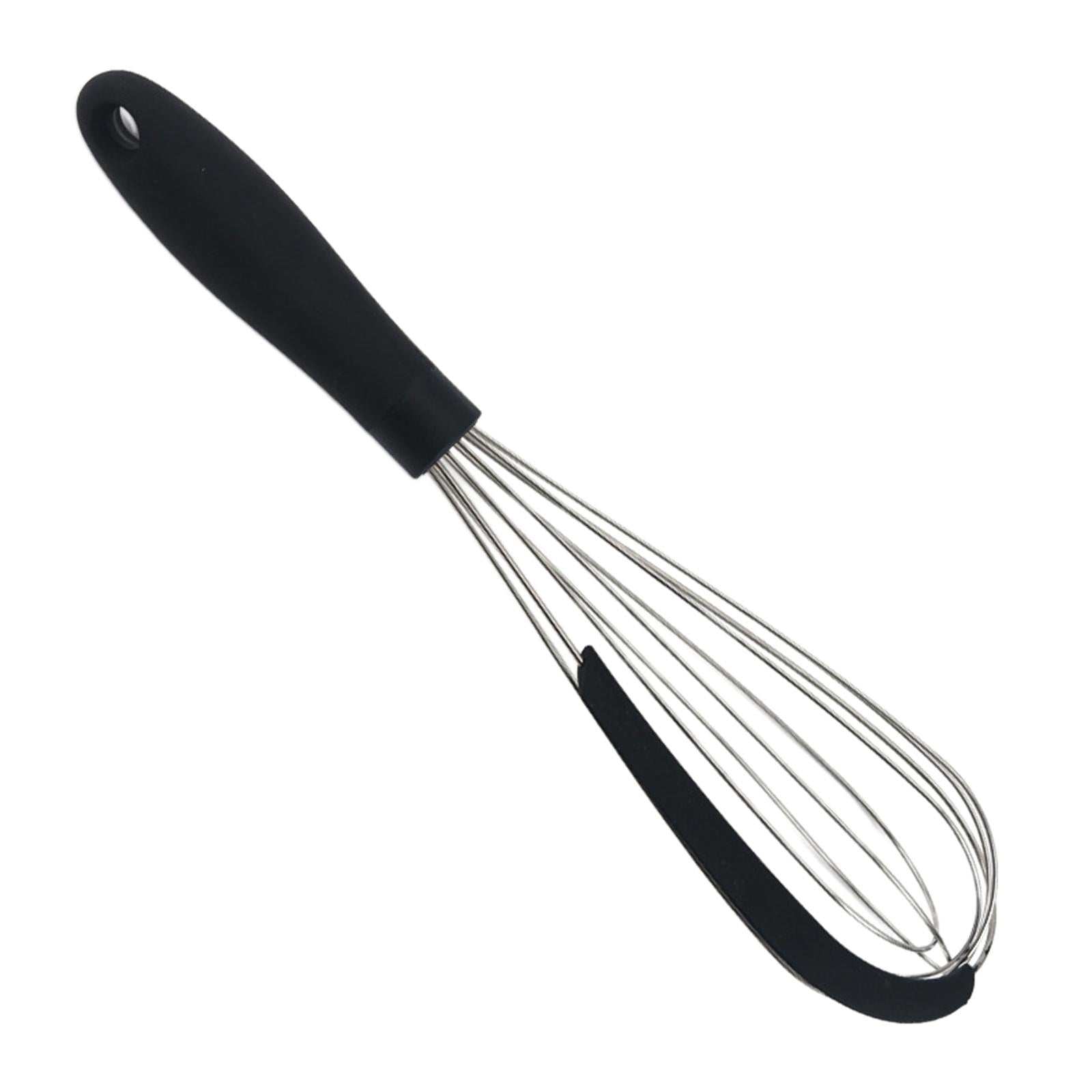 Kitchen Silicone Whisk Non-Slip Easy to Clean Egg Beater Milk Frother Black