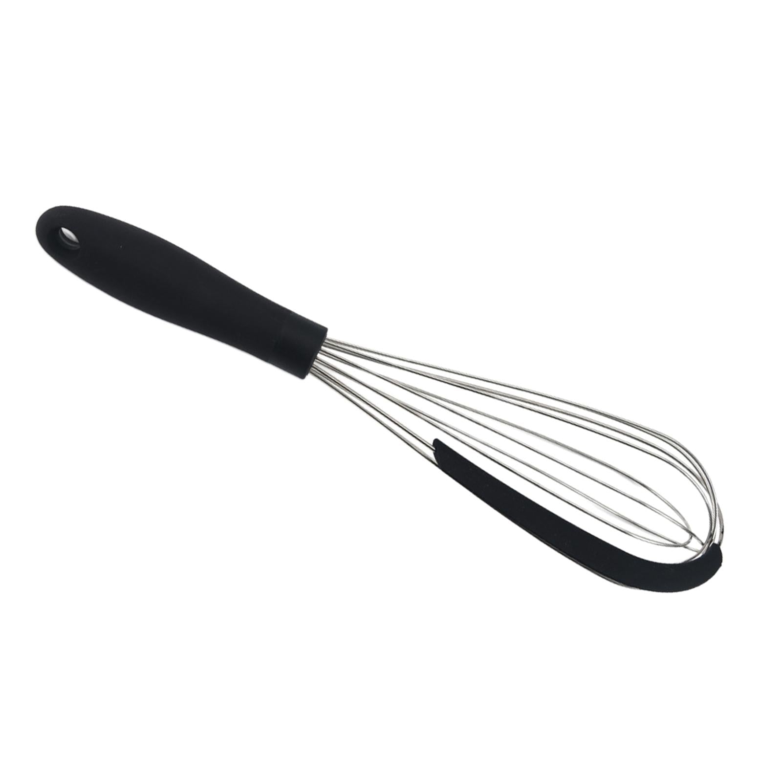 Kitchen Silicone Whisk Non-Slip Easy to Clean Egg Beater Milk Frother Black