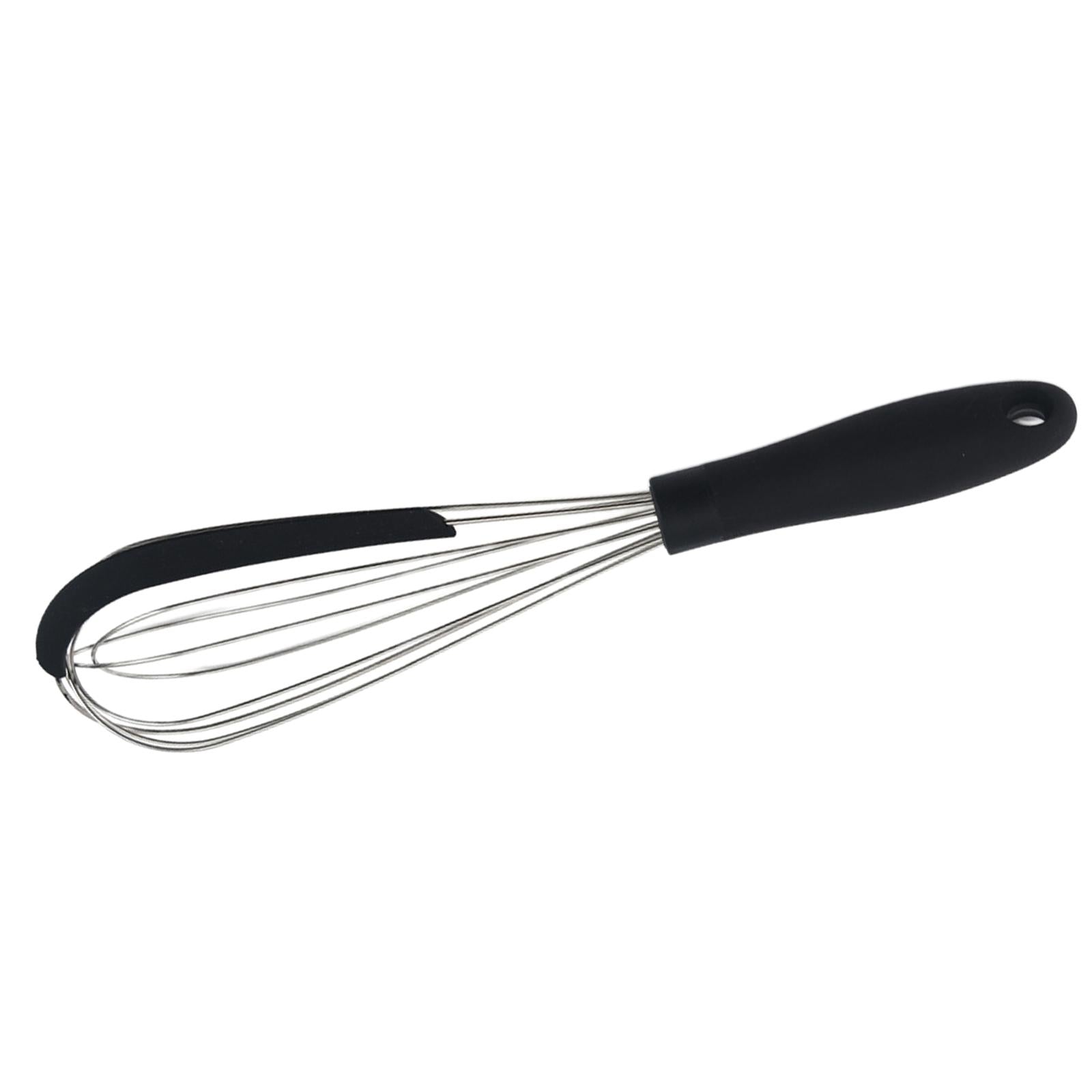 Kitchen Silicone Whisk Non-Slip Easy to Clean Egg Beater Milk Frother Black