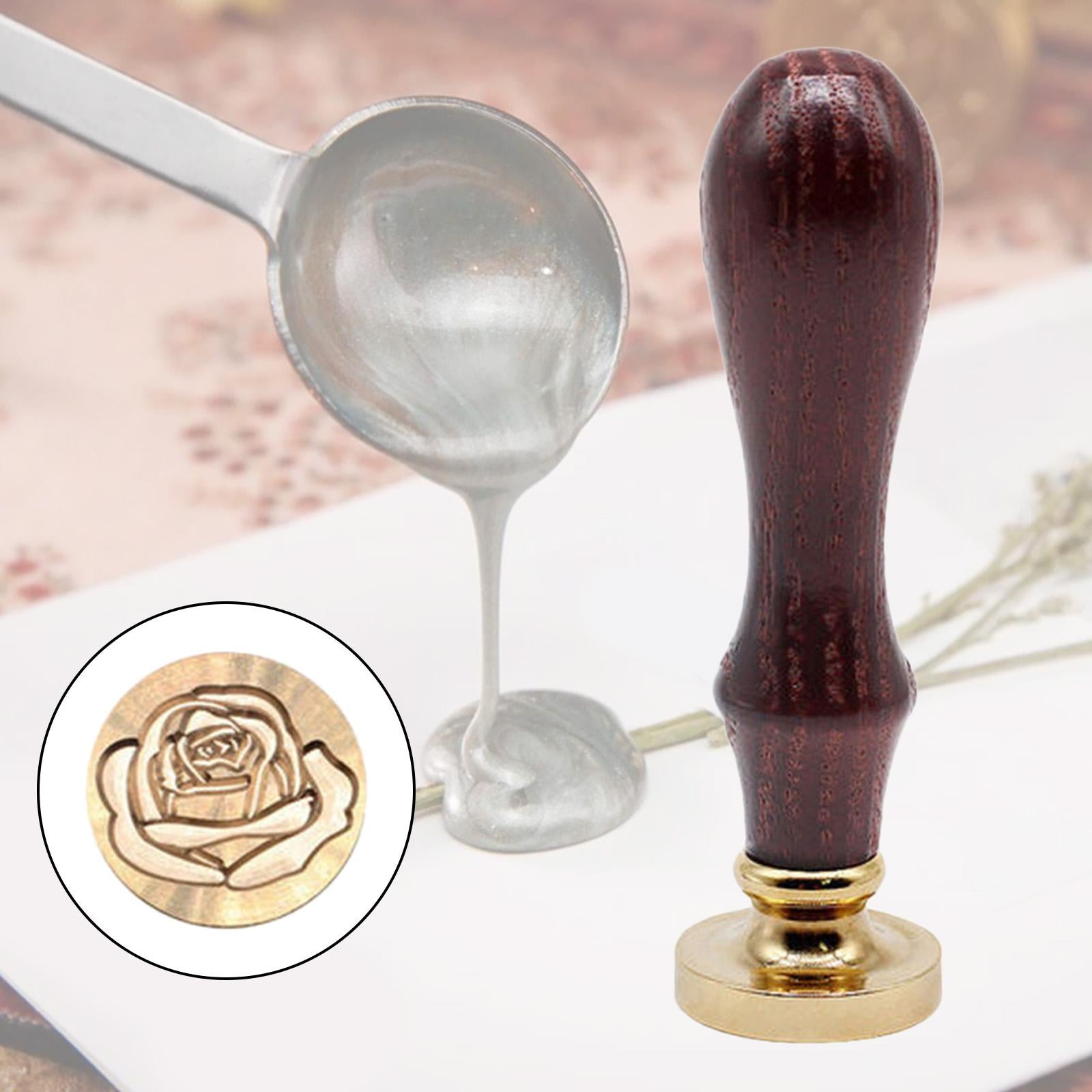 Retro Initial Seal Wax Stamp Solid Wood Handle for Wedding Invitations Rose