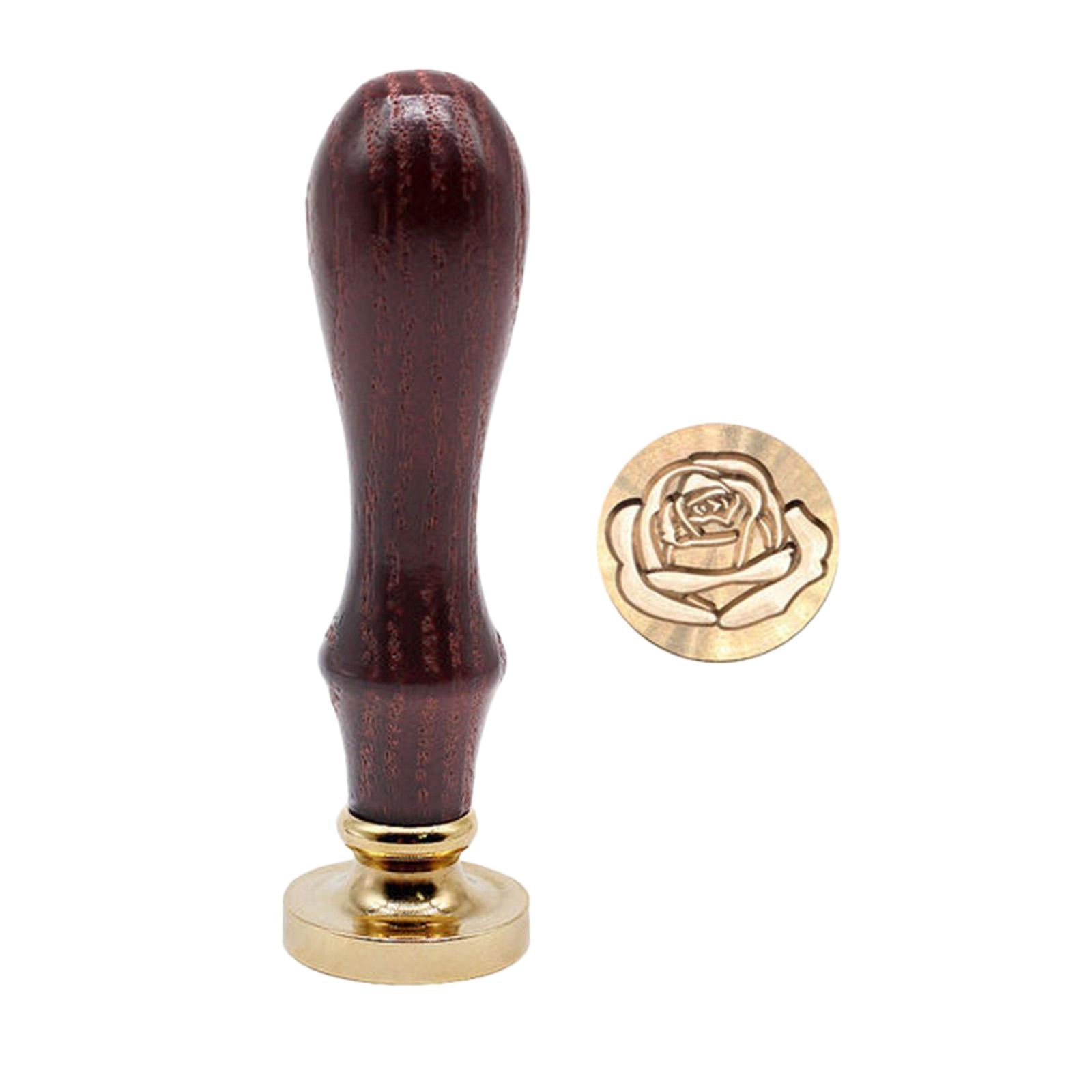 Retro Initial Seal Wax Stamp Solid Wood Handle for Wedding Invitations Rose