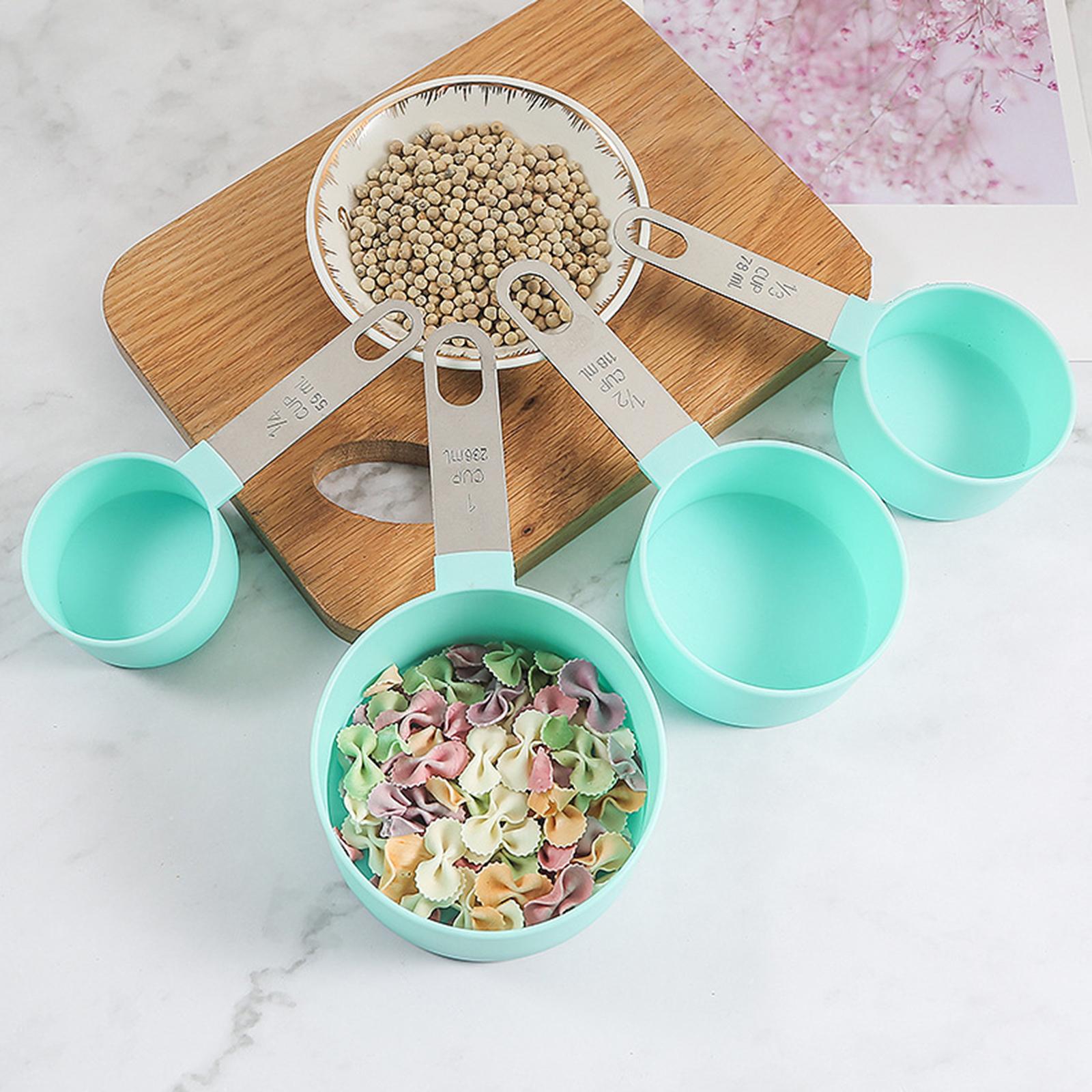 8-Piece Portable Measuring Spoons Cups Set PP Plastic for Bar Cafe Spices Green