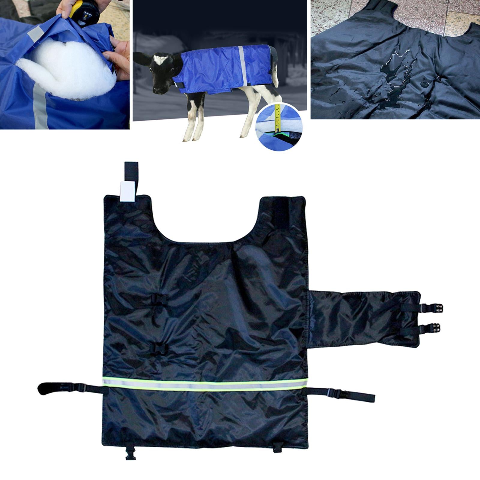 Cow Calf Coat Cotton-Padded with Belly Band Clothing for Keep Warm Farmhouse Black