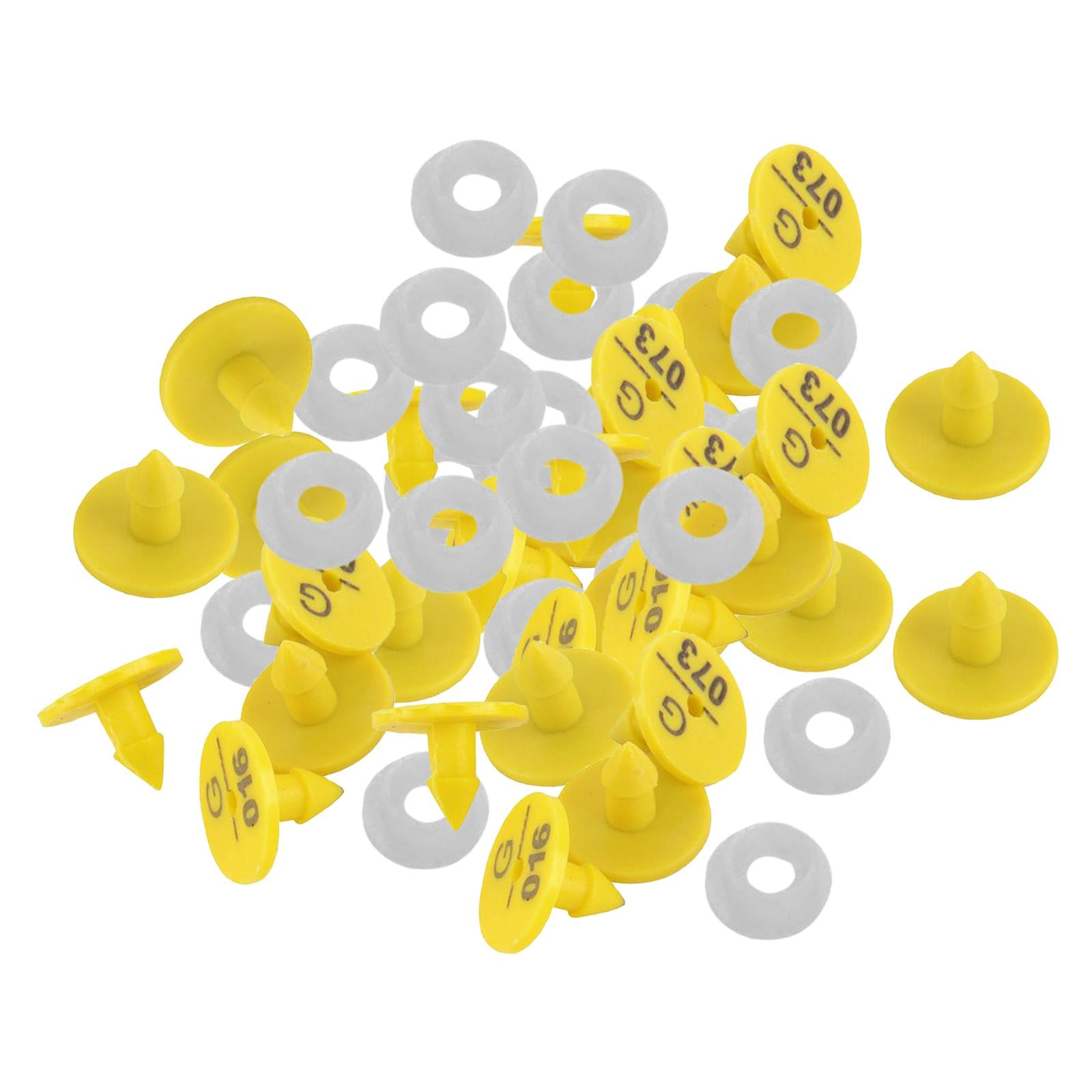100 Pieces Ear Tag Yellow Number Supplies Plastic for Livestock Sheep Pig