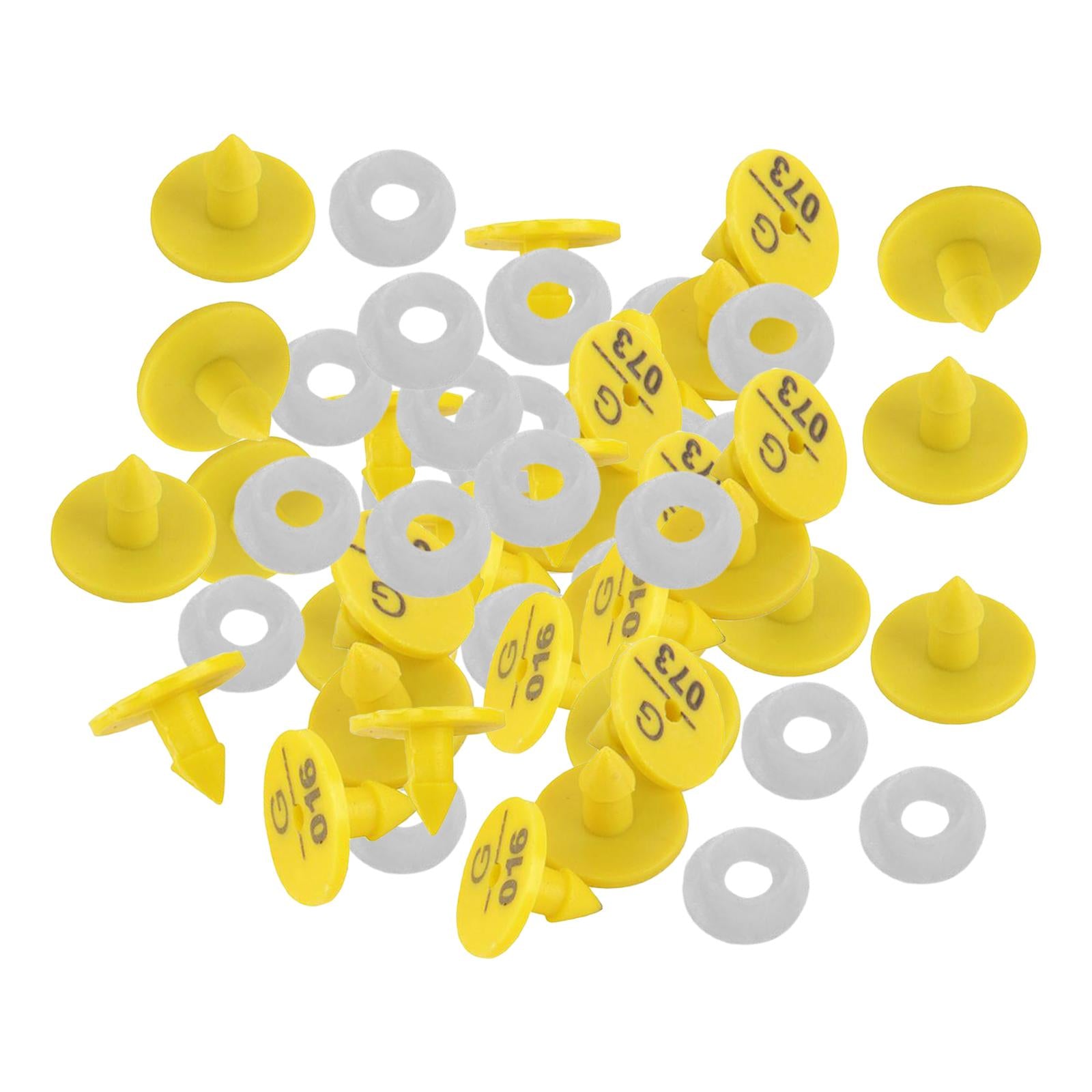 100 Pieces Ear Tag Yellow Number Supplies Plastic for Livestock Sheep Pig