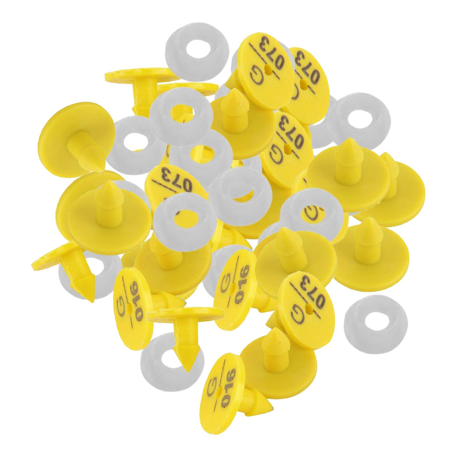 100 Pieces Ear Tag Yellow Number Supplies Plastic for Livestock Sheep Pig