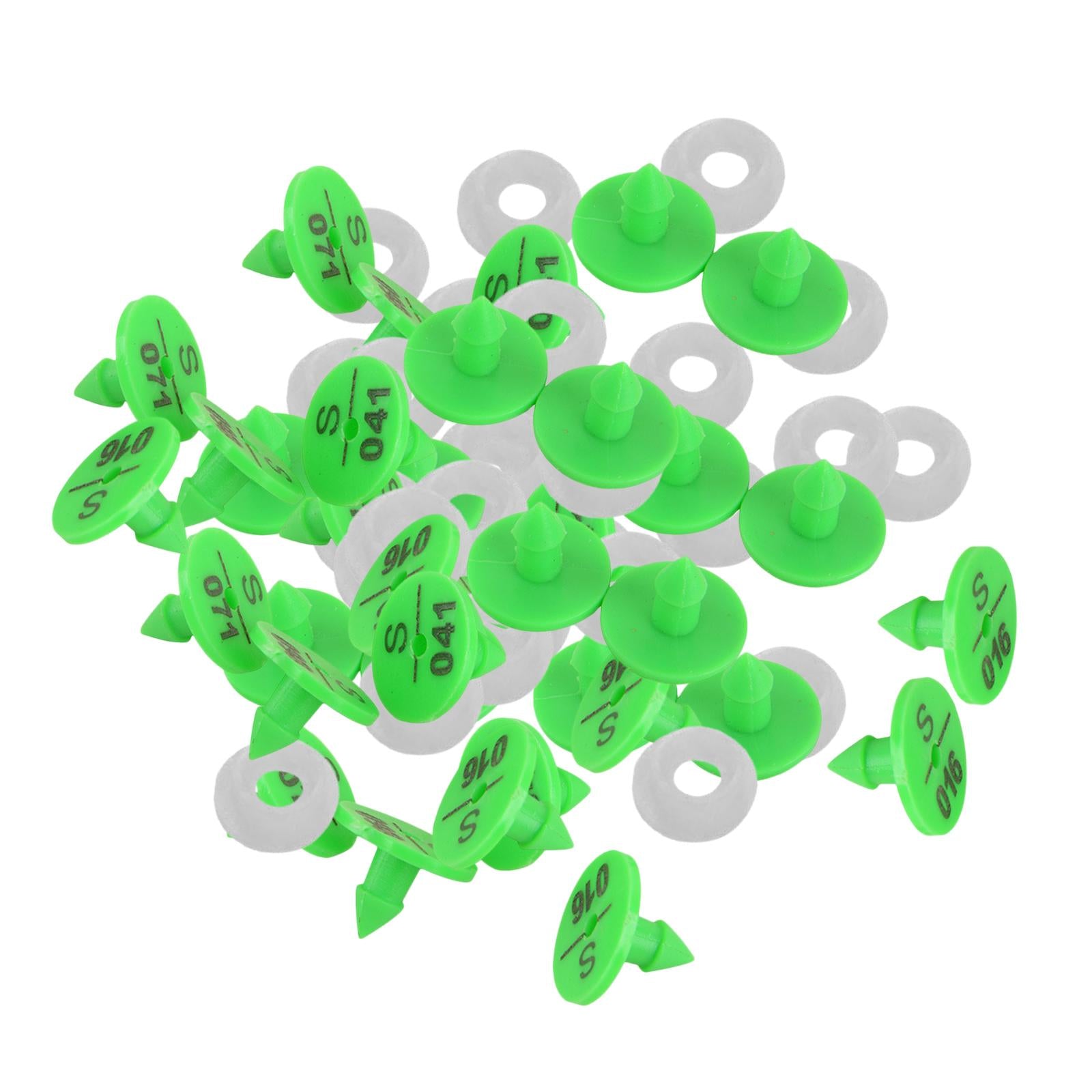 100Pcs Ear Tag Number Anti-Dropping Plastic Green for Livestock Rabbit Dog
