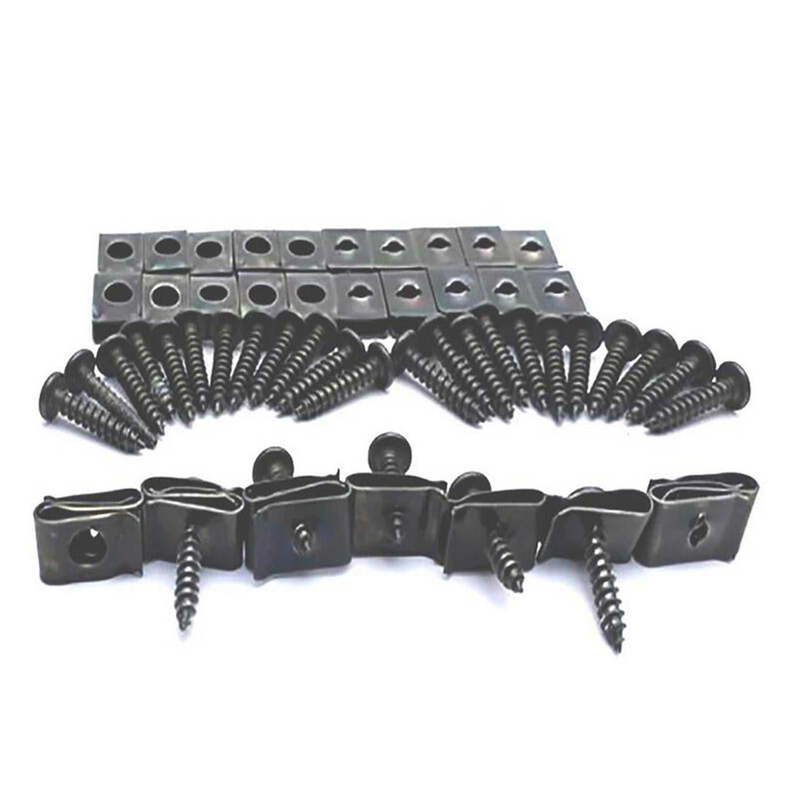 30pcs Car Motorcycle Plastic Cover Metal Retainer U-Type Clips and Screws M4X12