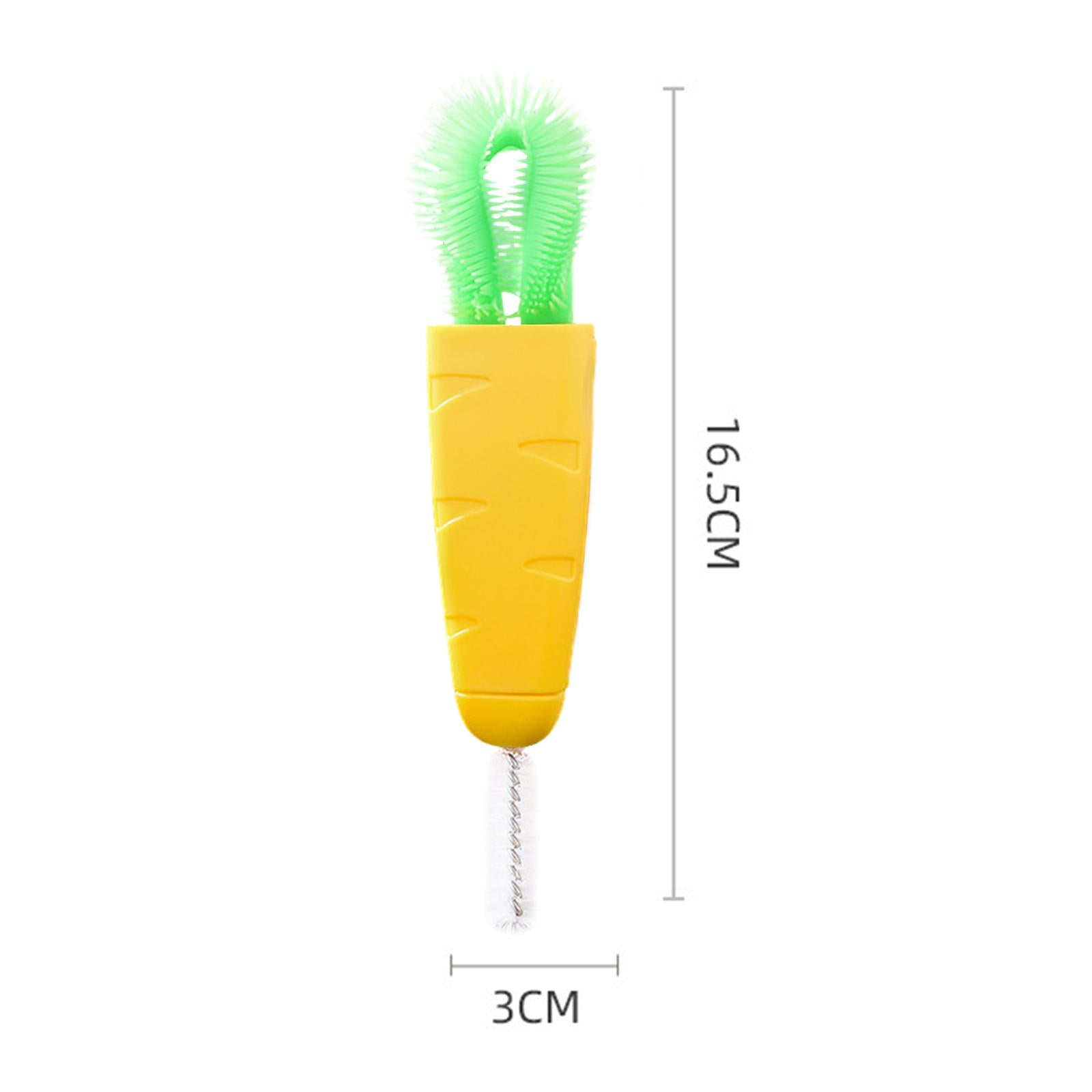Creative Carrot Shape Cup Brush for Bottle Mouth Cover Gap Corner Cup Lid pineapple yellow