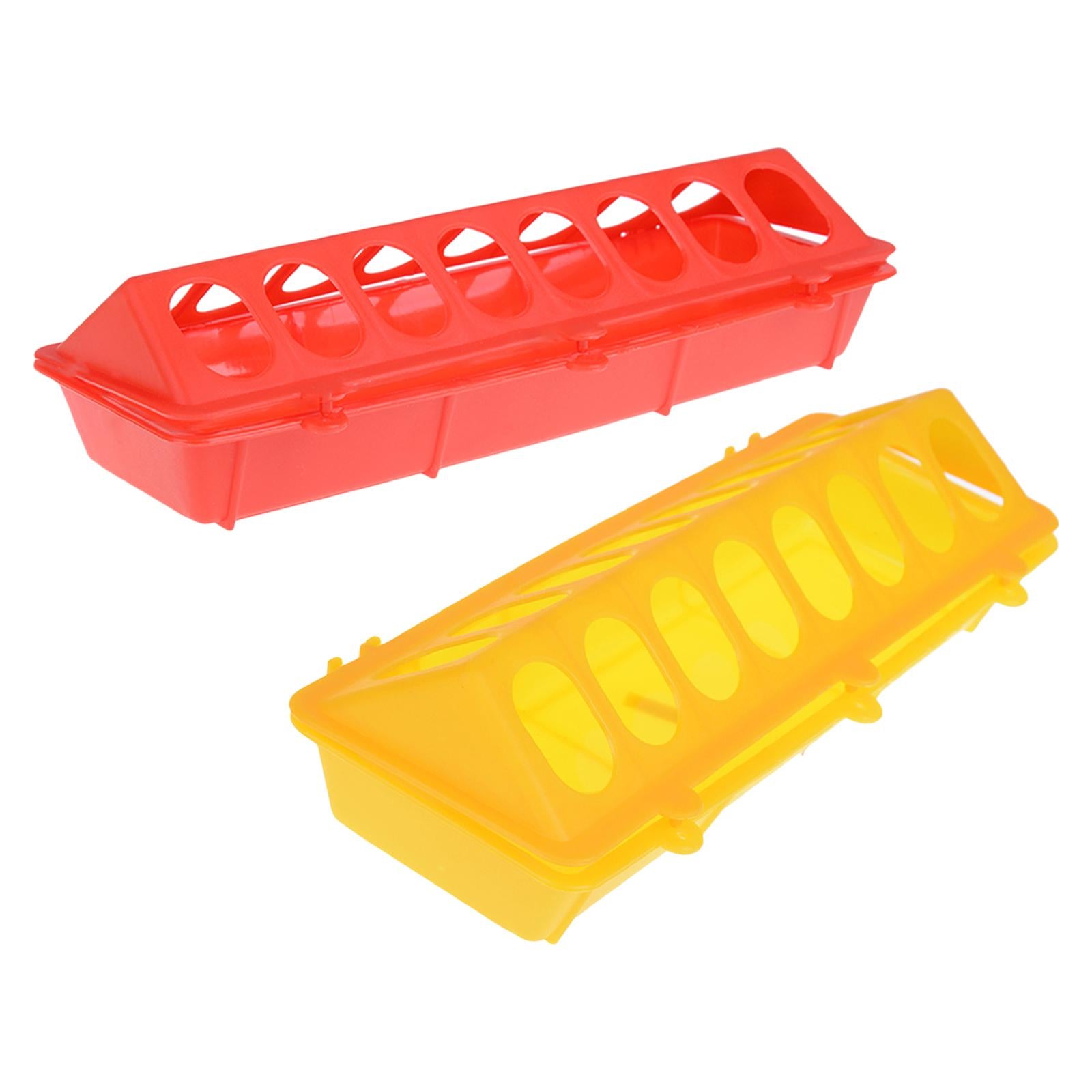 Poultry Feeder Chicken Feeding Trough Plastic Flip Top Container Yellow