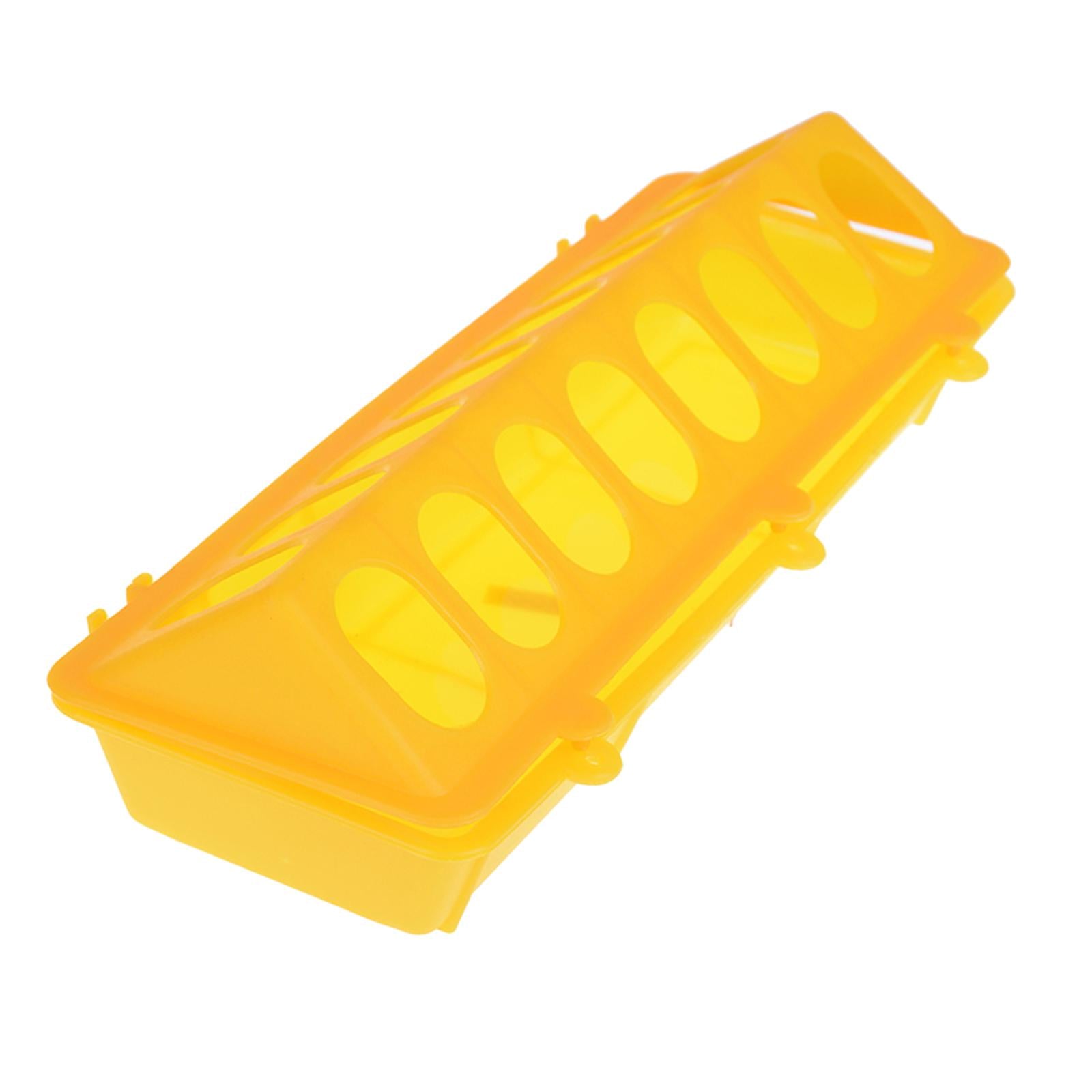 Poultry Feeder Chicken Feeding Trough Plastic Flip Top Container Yellow