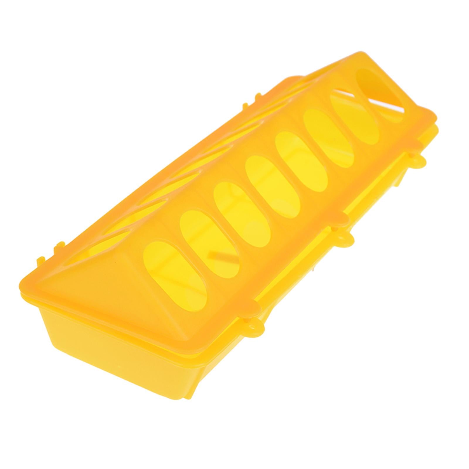 Poultry Feeder Chicken Feeding Trough Plastic Flip Top Container Yellow