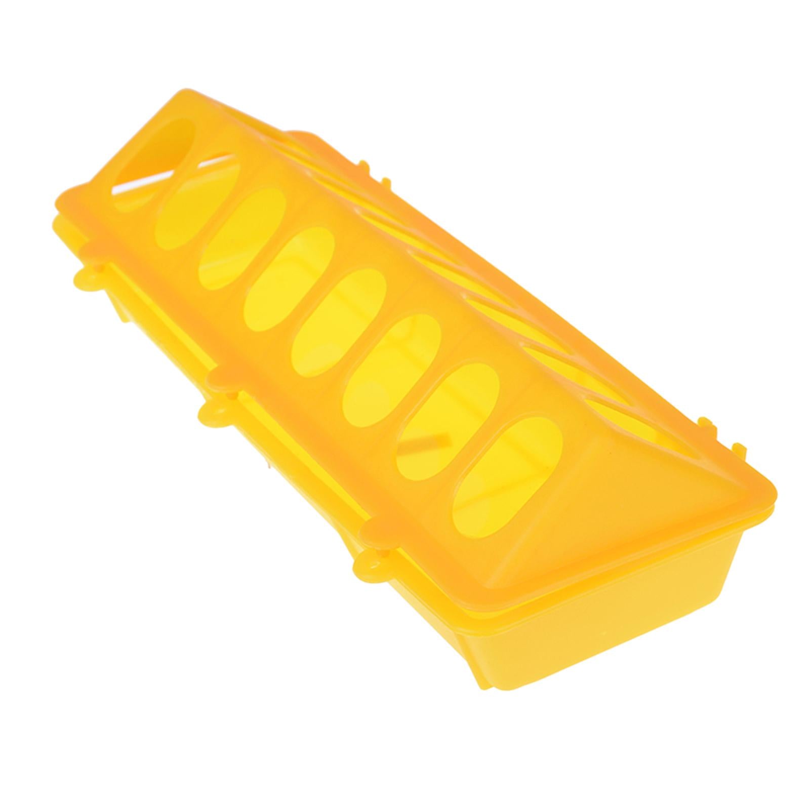 Poultry Feeder Chicken Feeding Trough Plastic Flip Top Container Yellow