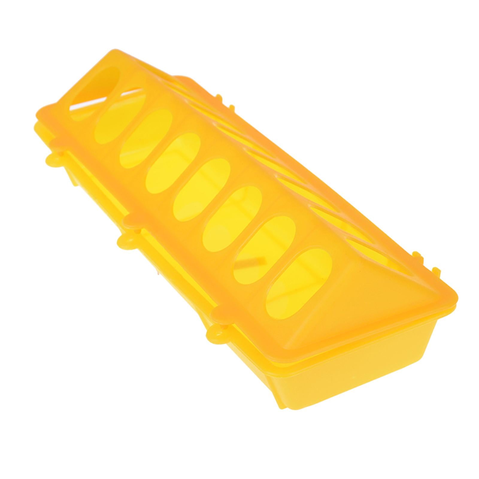 Poultry Feeder Chicken Feeding Trough Plastic Flip Top Container Yellow