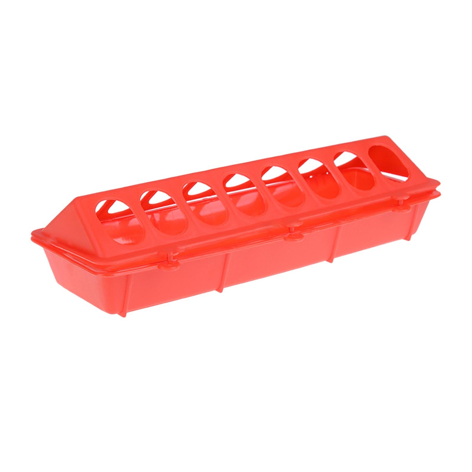 Poultry Feeder Chicken Feeding Trough Plastic Flip Top Container Red