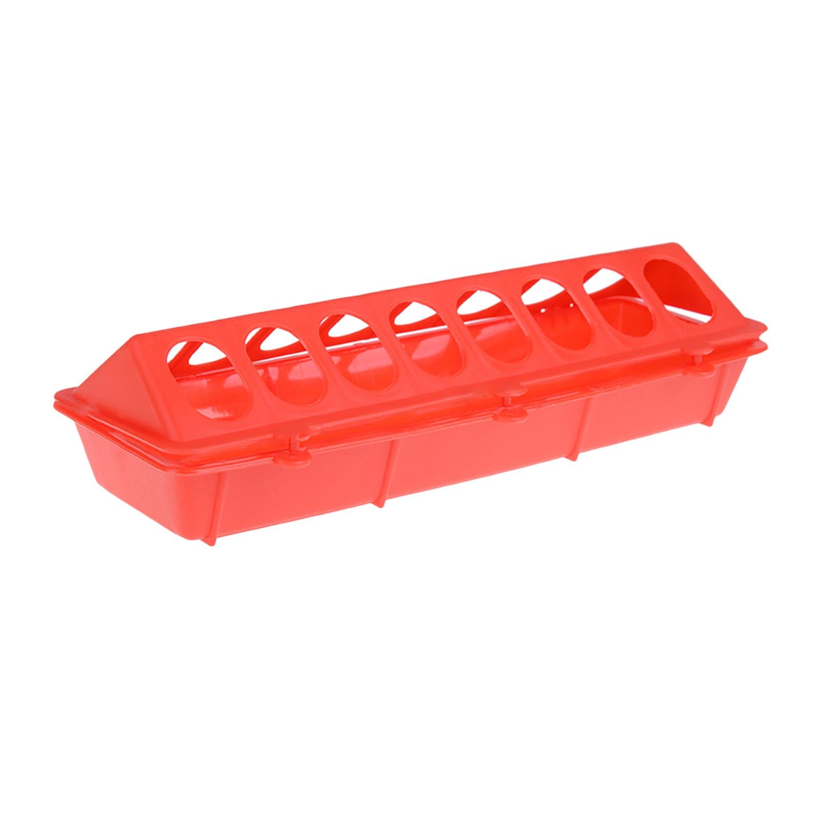 Poultry Feeder Chicken Feeding Trough Plastic Flip Top Container Red