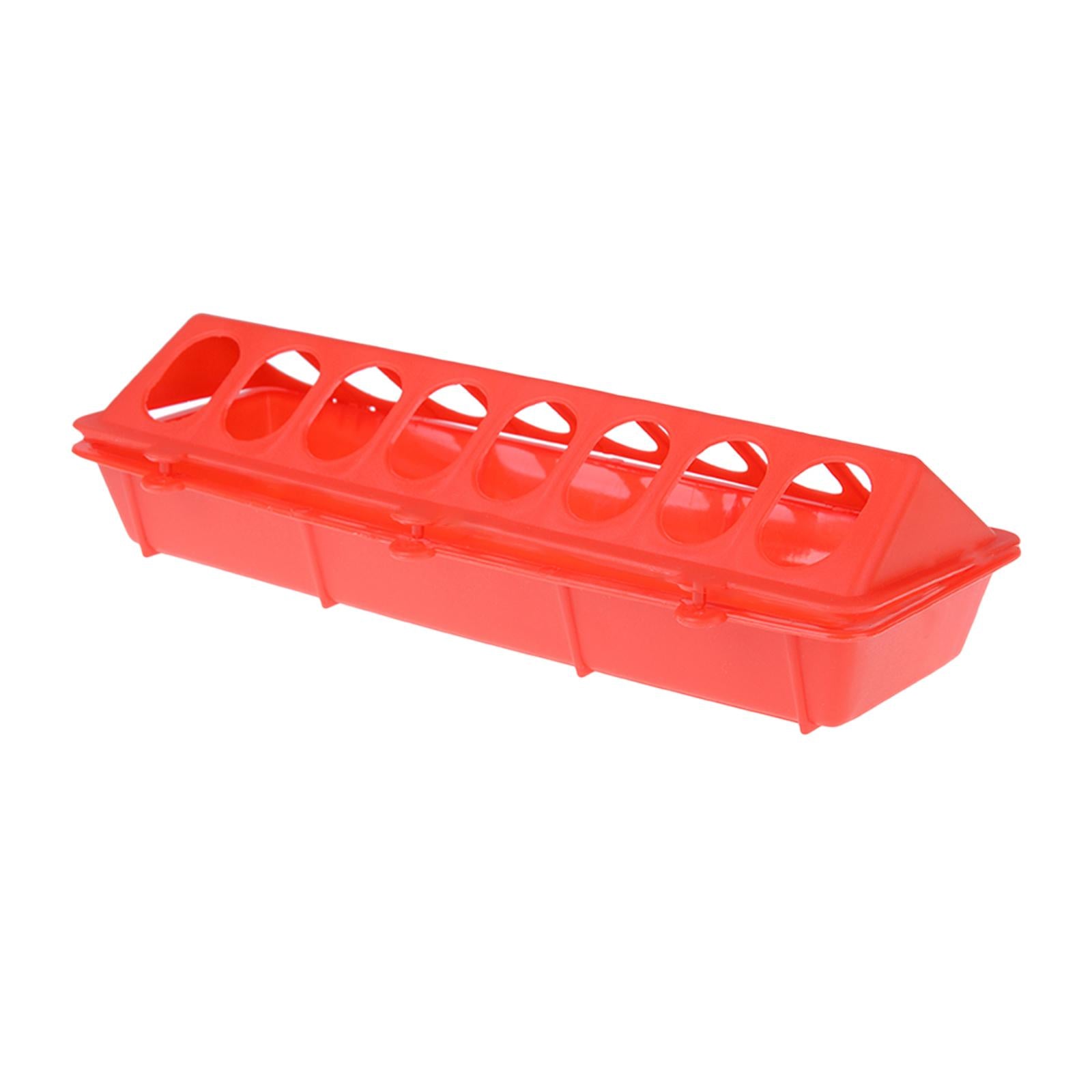 Poultry Feeder Chicken Feeding Trough Plastic Flip Top Container Red