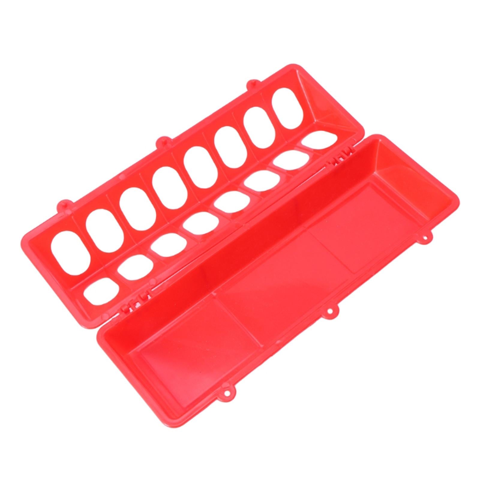 Poultry Feeder Chicken Feeding Trough Plastic Flip Top Container Red
