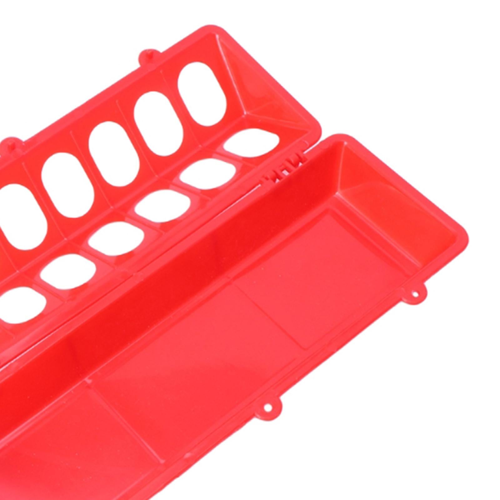 Poultry Feeder Chicken Feeding Trough Plastic Flip Top Container Red
