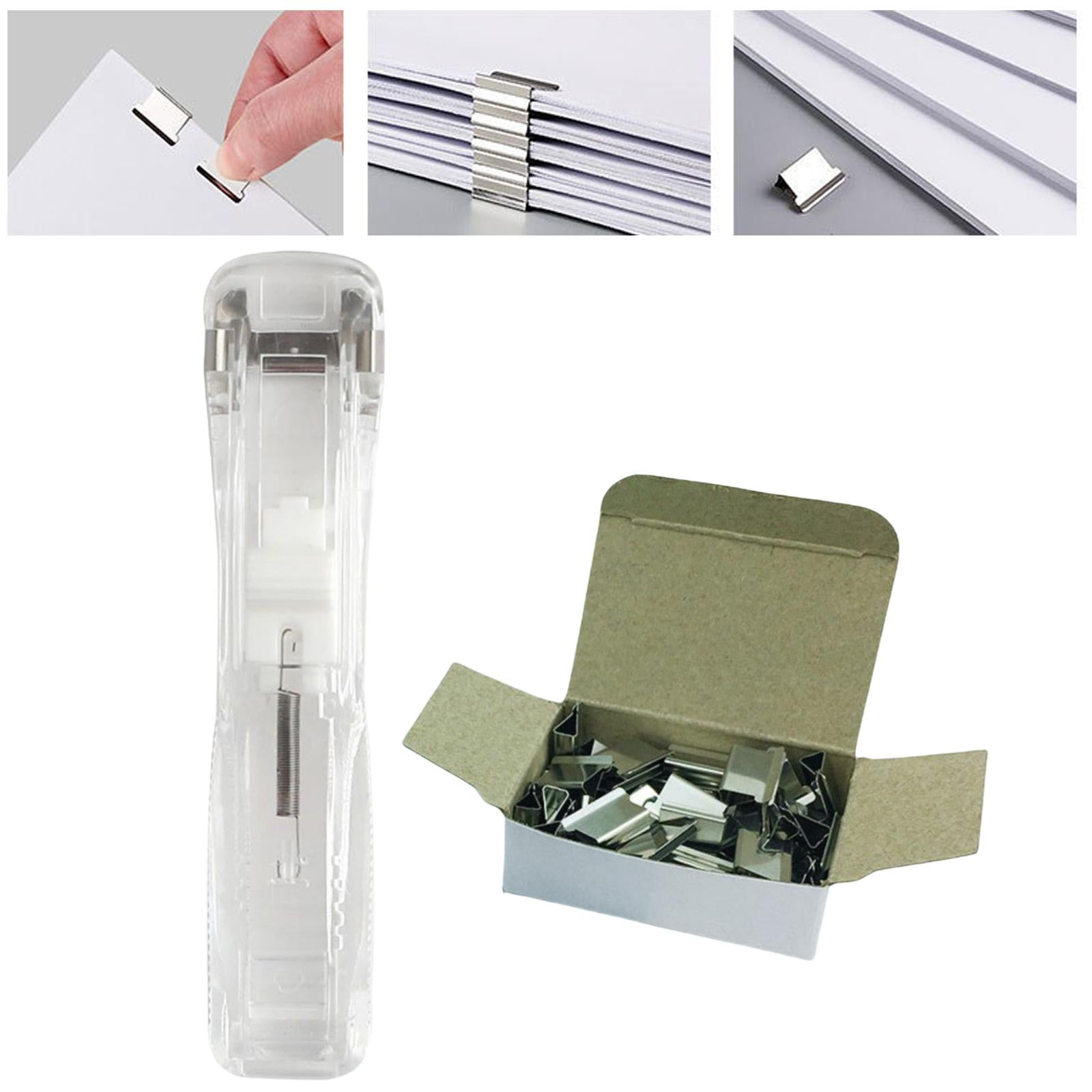 Mini Push Stapler with 50 Clips , 40 Sheet Capacity Clear with 50 Clips