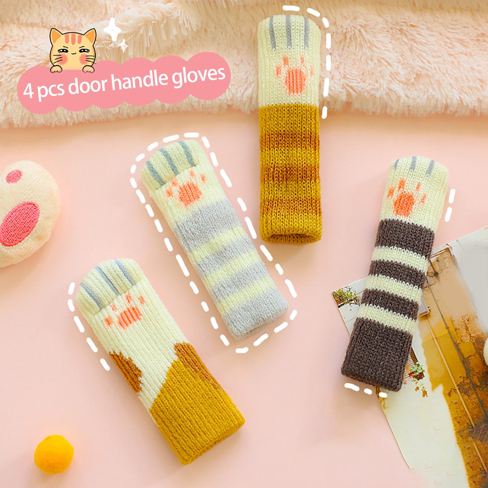 Door Handle Cover Cat Paw Shaped Washable Safety Equipment for Furniture Dark Brown