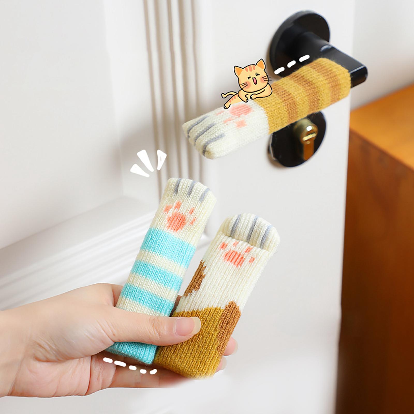 Door Handle Cover Cat Paw Shaped Washable Safety Equipment for Furniture Yellow