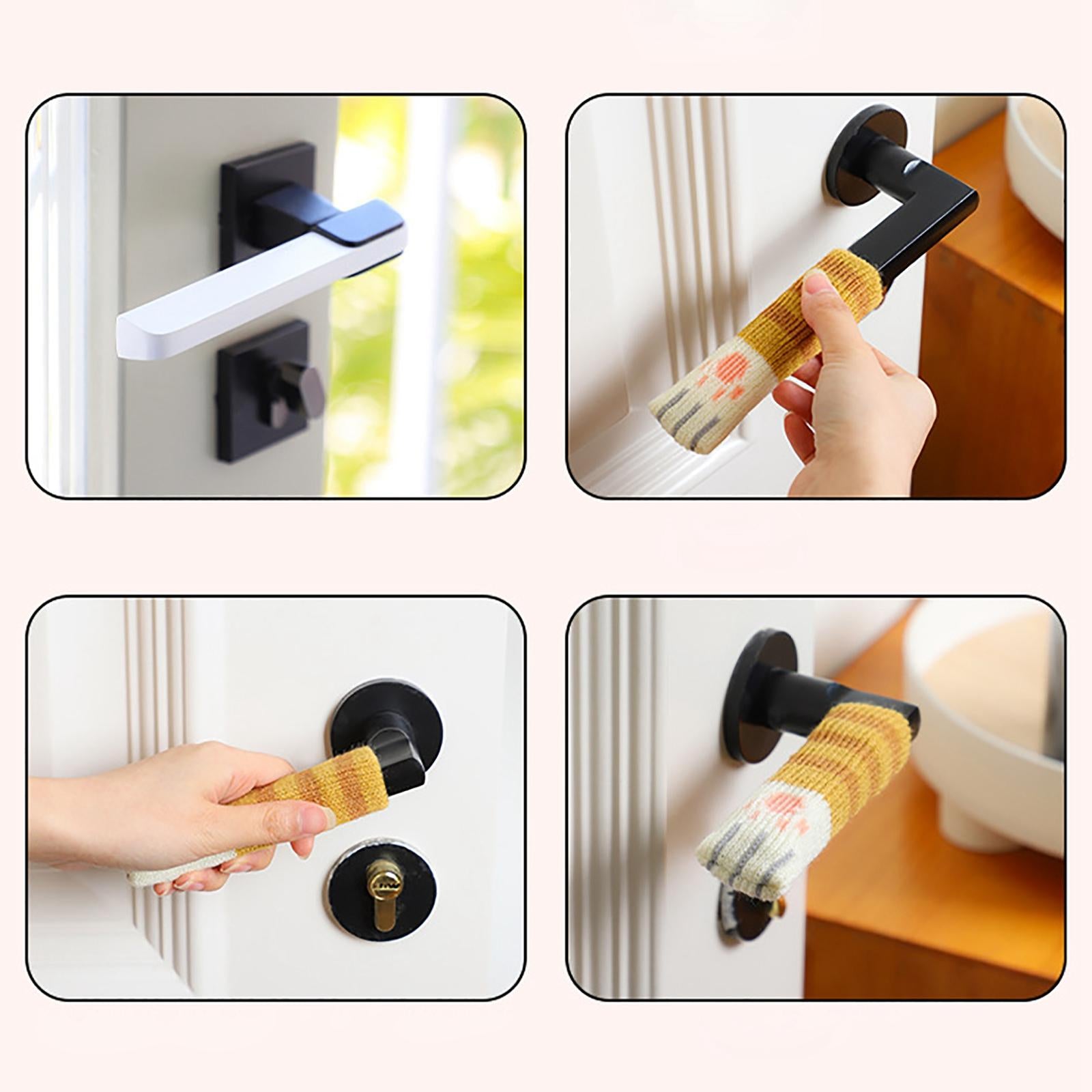 Door Handle Cover Cat Paw Shaped Washable Safety Equipment for Furniture Yellow