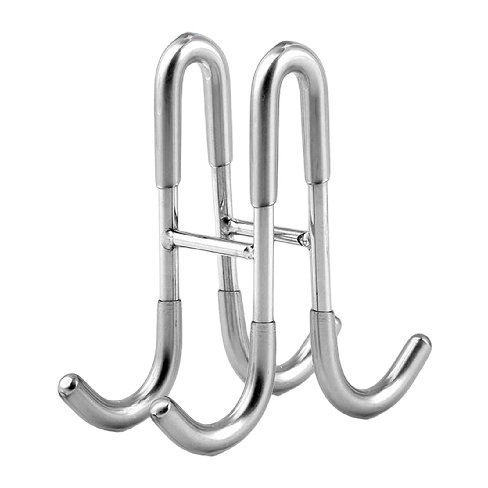 Shower Door Hooks Door Hanger Hook Towel Rack Heavy Duty  Double Hook Silver